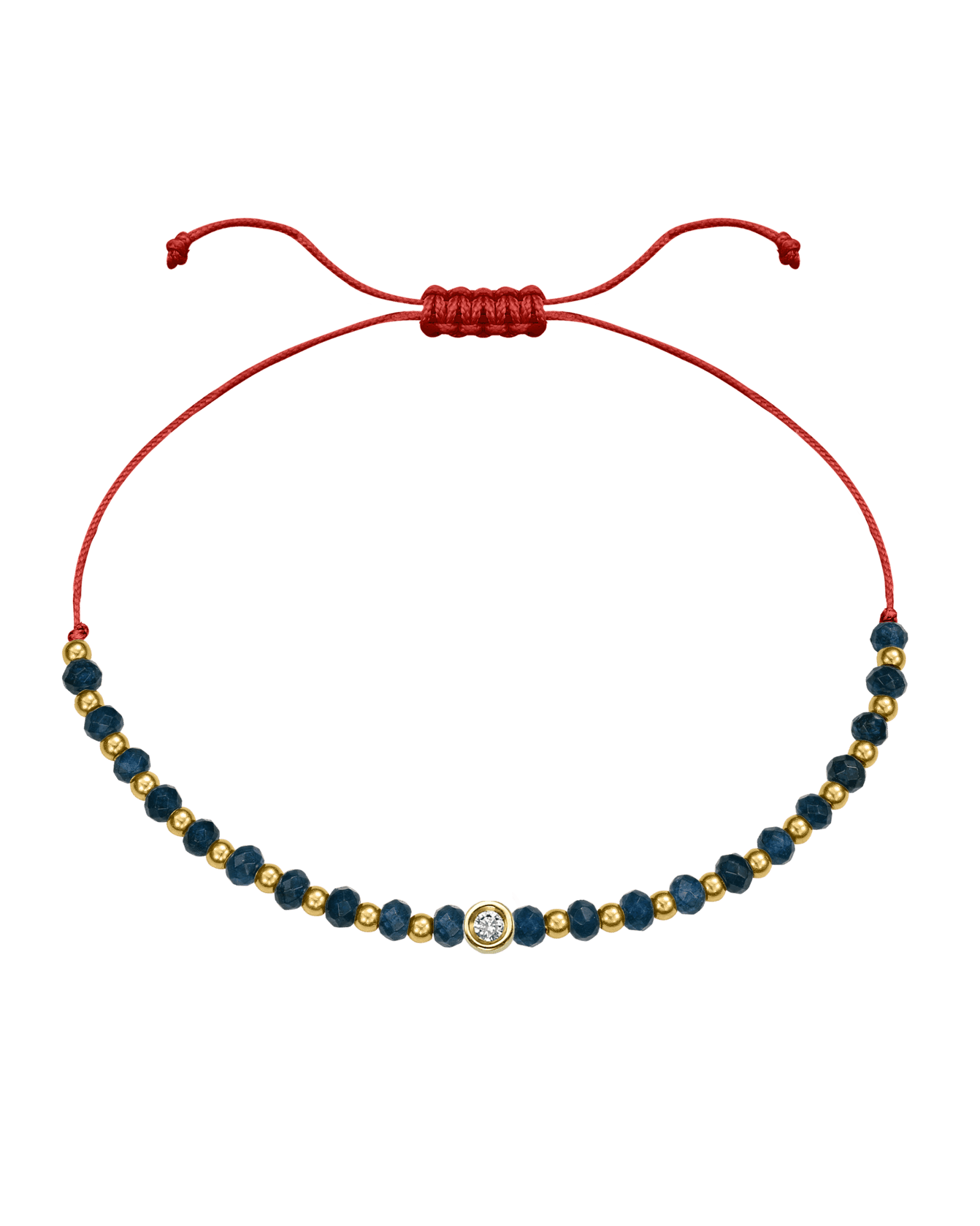 Lapis Gemstone String of Love Bracelet for Wisdom - 14K Yellow Gold Bracelets 14K Solid Gold Red Small: 0.03ct 