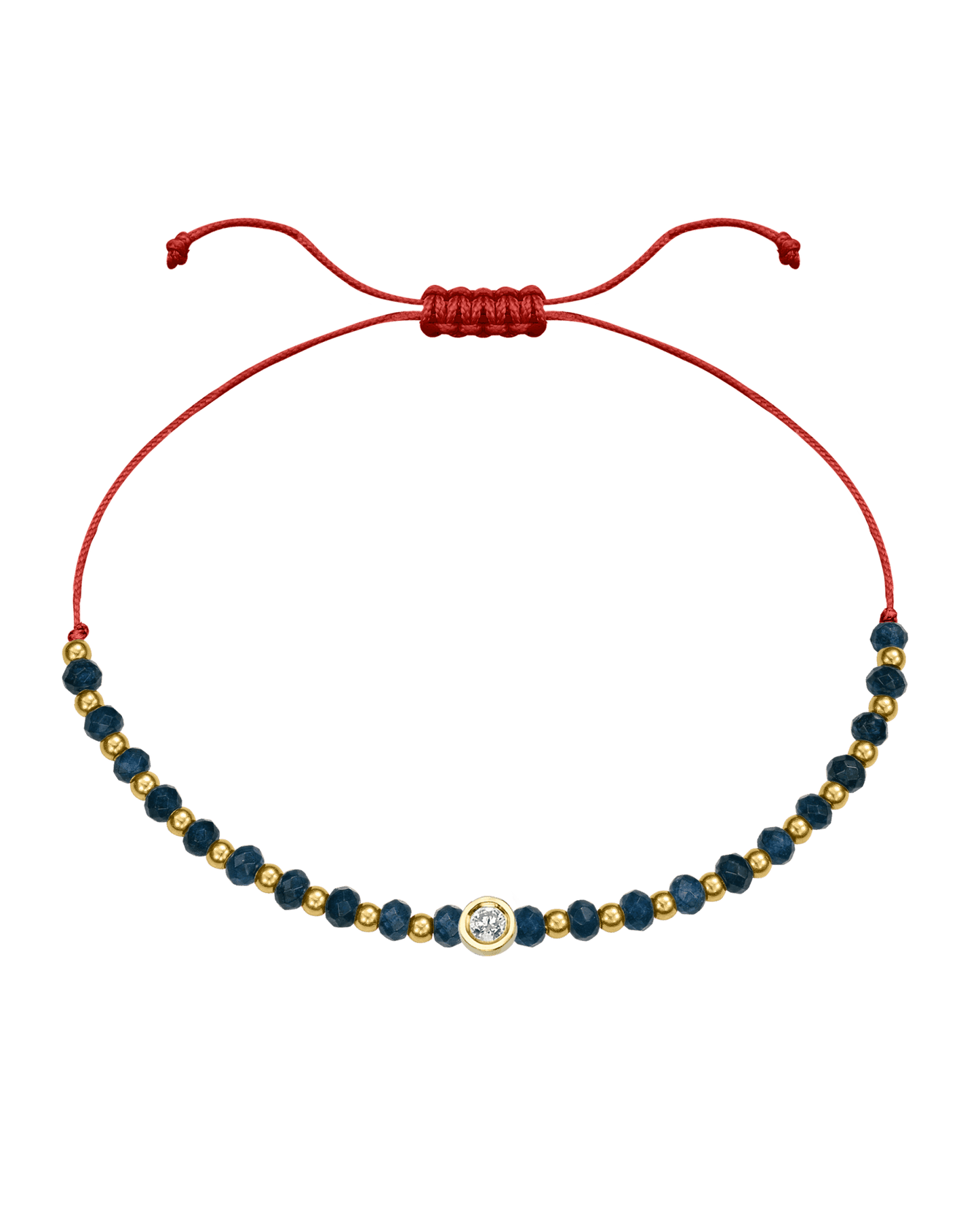 Lapis Gemstone String of Love Bracelet for Wisdom - 14K Yellow Gold Bracelets 14K Solid Gold Red Medium: 0.04ct 