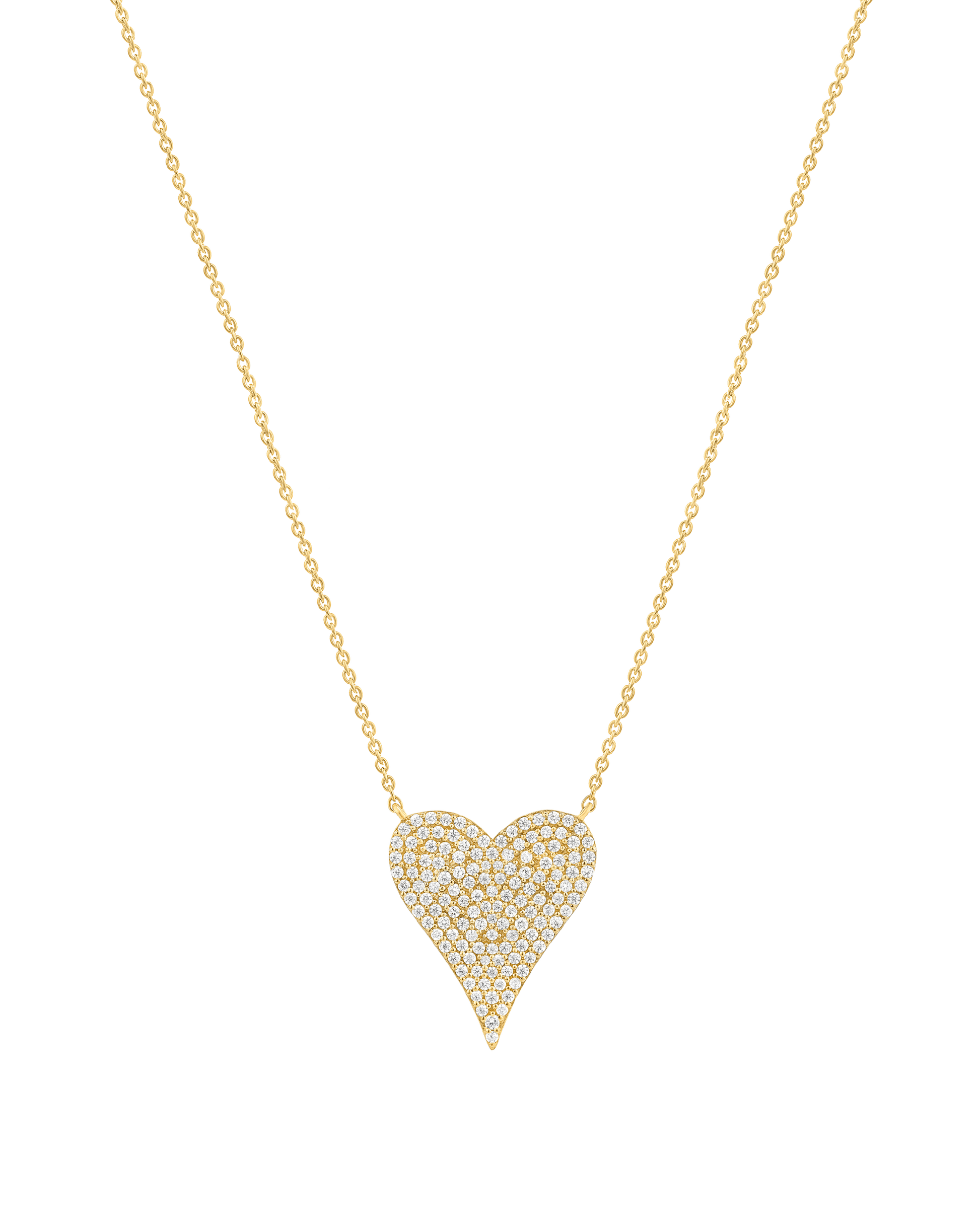 Large Diamond Paved Heart Necklace - 14K White Gold Necklaces magal-dev 