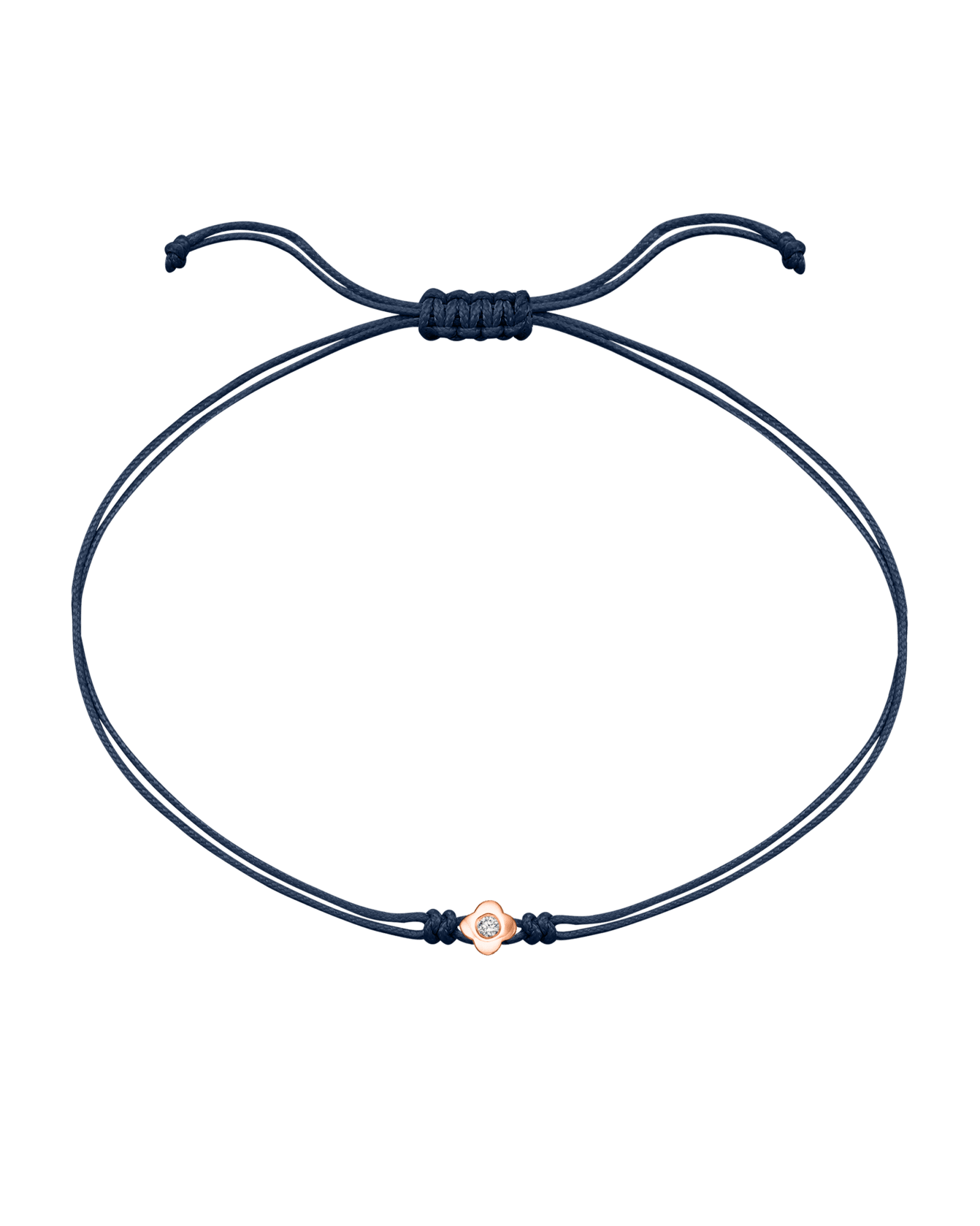 Lucky String Of Love - 14K Rose Gold Bracelets 14K Solid Gold Navy Blue 