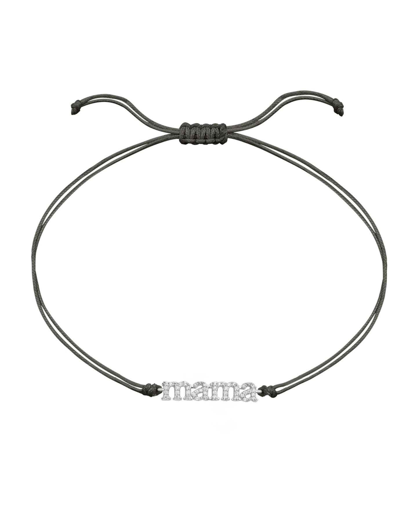 Mama String of Love - 14K White Gold Bracelets magal-dev Grey Paved (+$140) 