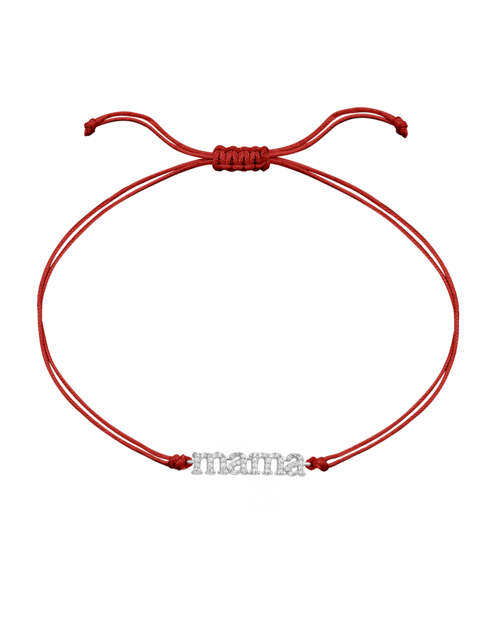 Mama String of Love - 14K White Gold Bracelets magal-dev Red Paved (+$140) 