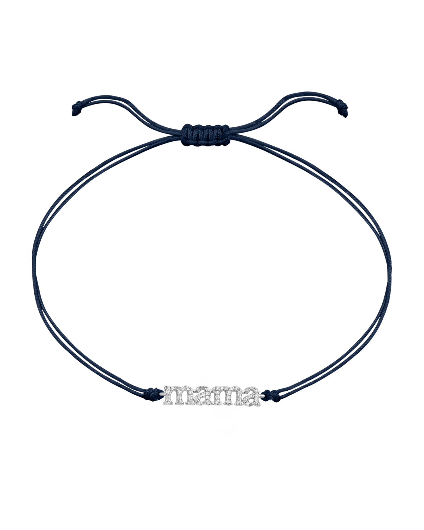 Mama String of Love - 14K White Gold Bracelets magal-dev Navy Blue Paved (+$140) 