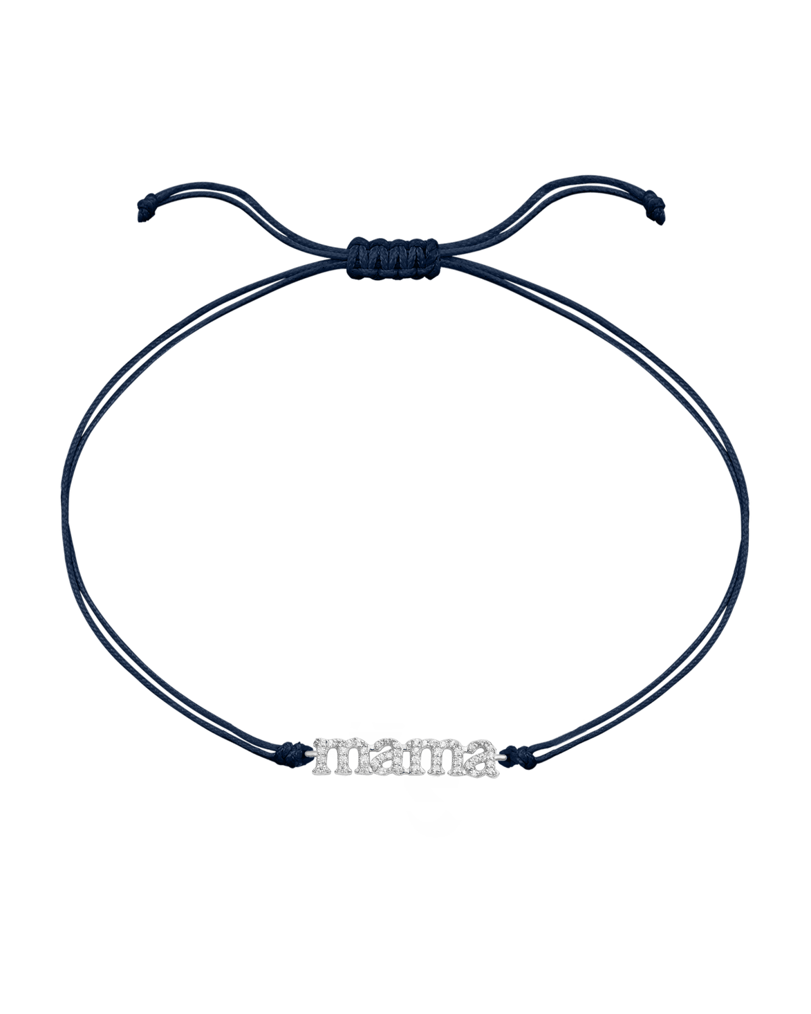 Mama String of Love - 14K White Gold Bracelets magal-dev Navy Blue Paved (+$140) 