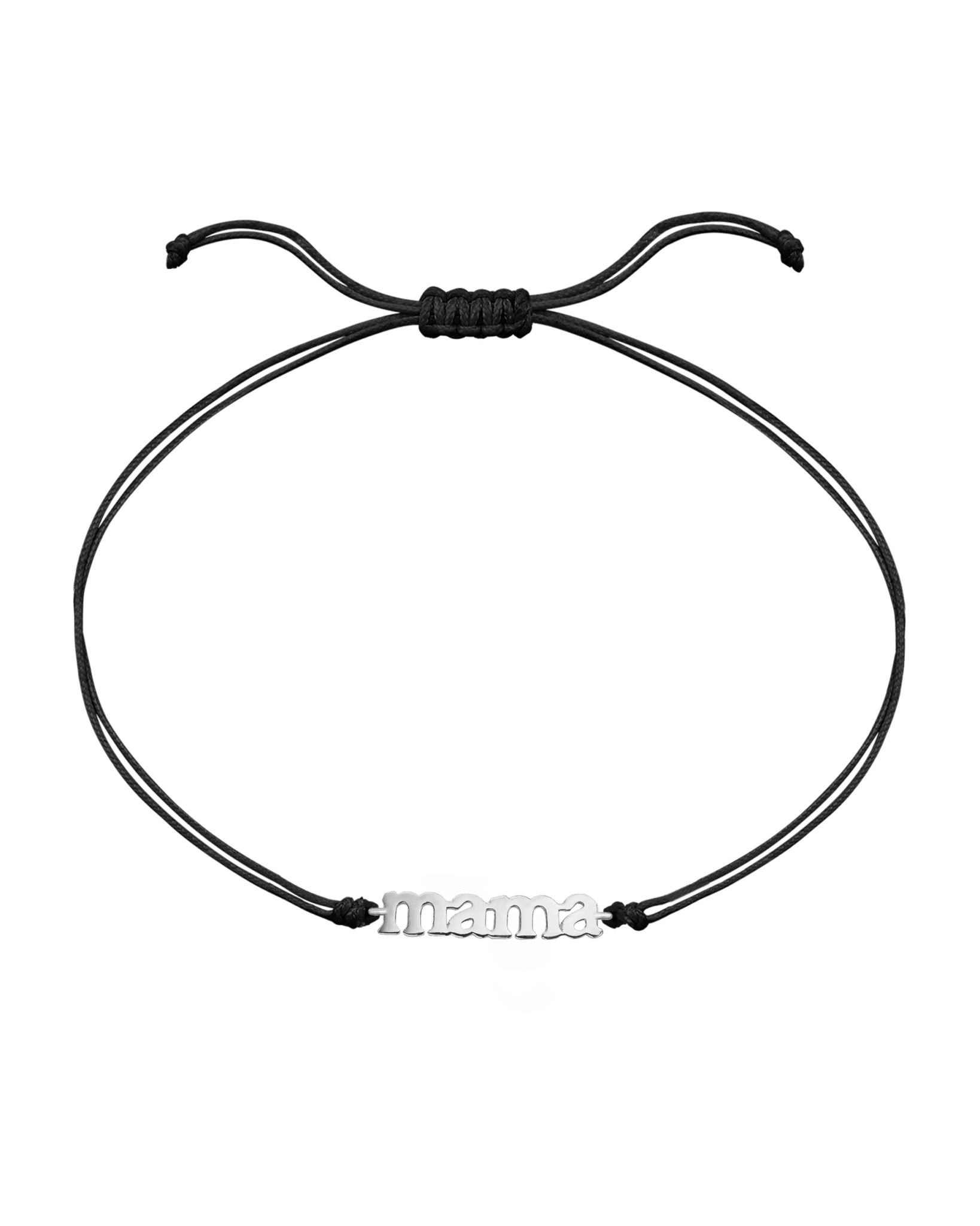 Mama String of Love - 14K White Gold Bracelets magal-dev Black Non Paved 