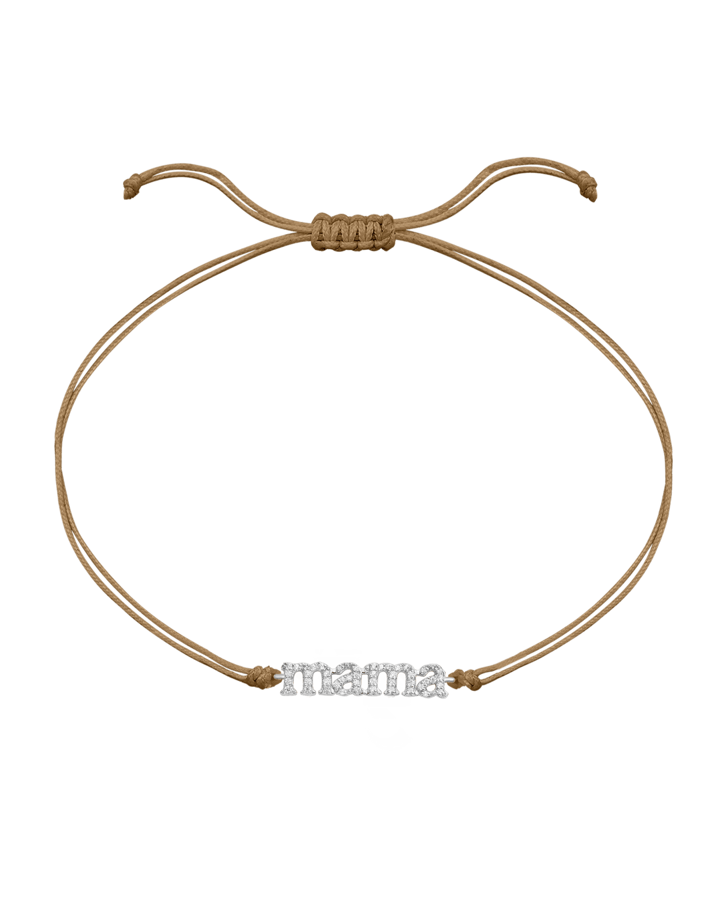 Mama String of Love - 14K White Gold Bracelets magal-dev Camel Paved (+$140) 
