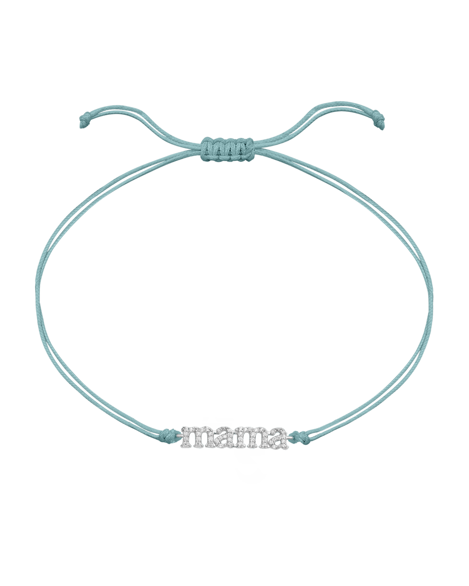 Mama String of Love - 14K White Gold Bracelets magal-dev Turquoise Paved (+$140) 