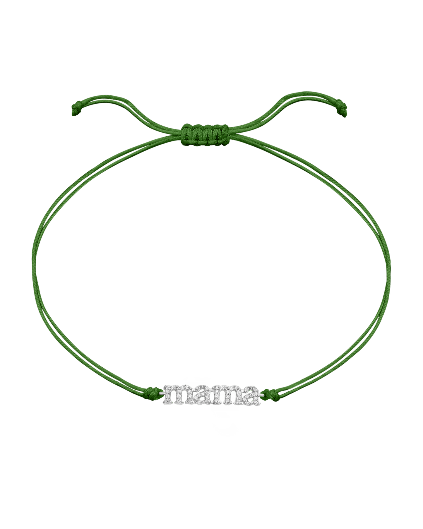 Mama String of Love - 14K White Gold Bracelets magal-dev Mint Paved (+$140) 