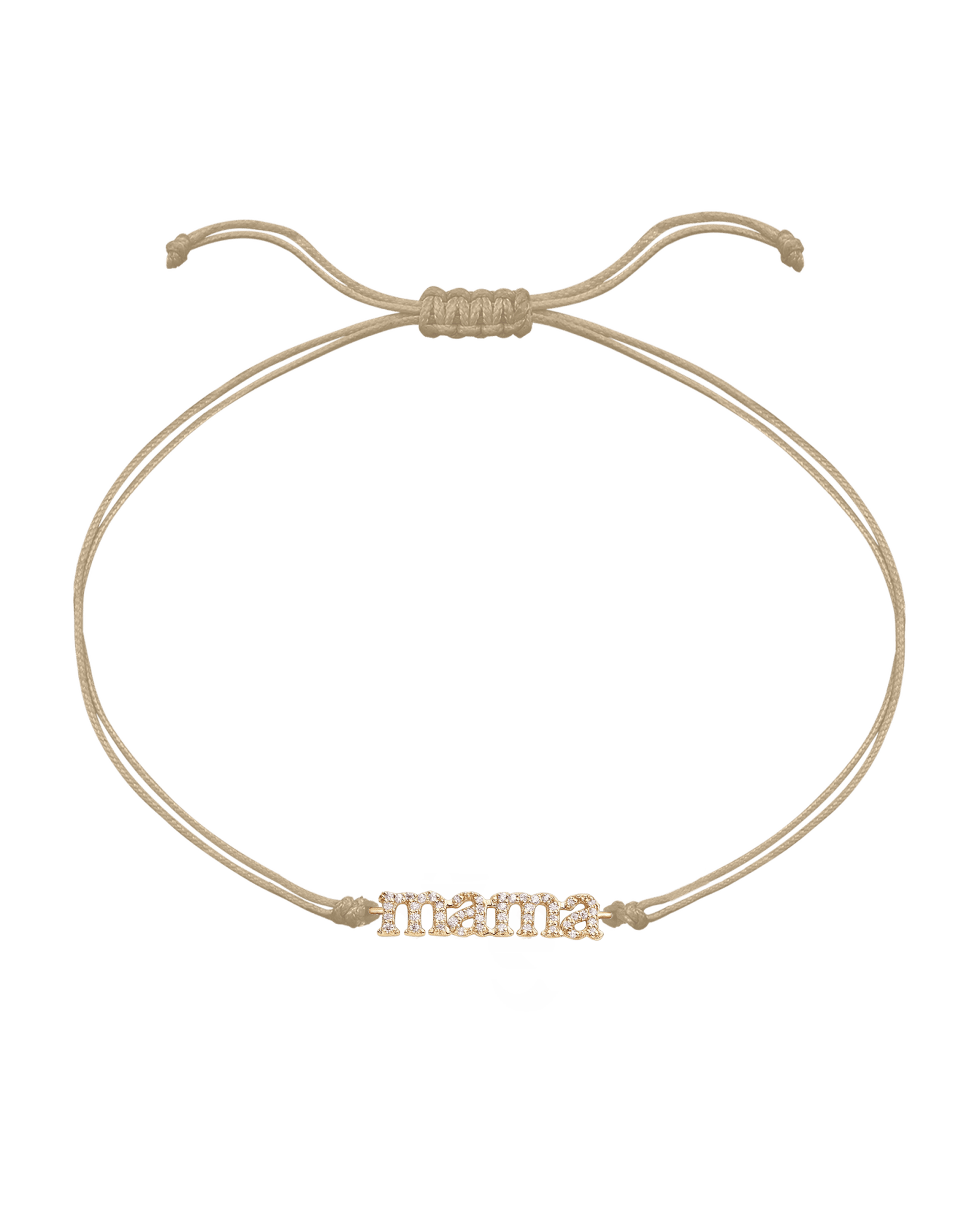 Mama String of Love - 14K Yellow Gold Bracelets magal-dev Sand Paved (+$140) 