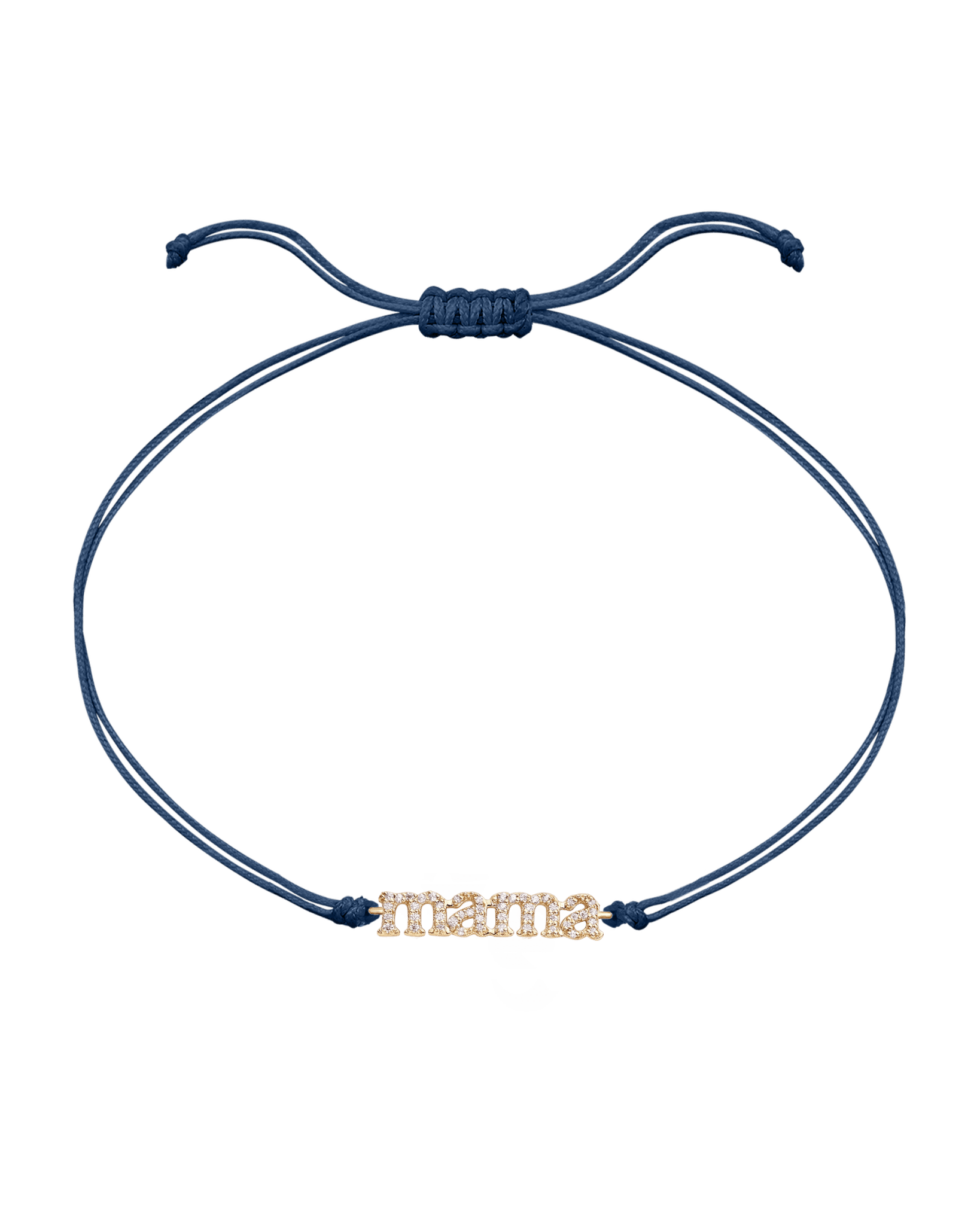 Mama String of Love - 14K Yellow Gold Bracelets magal-dev Navy Blue Paved (+$140) 