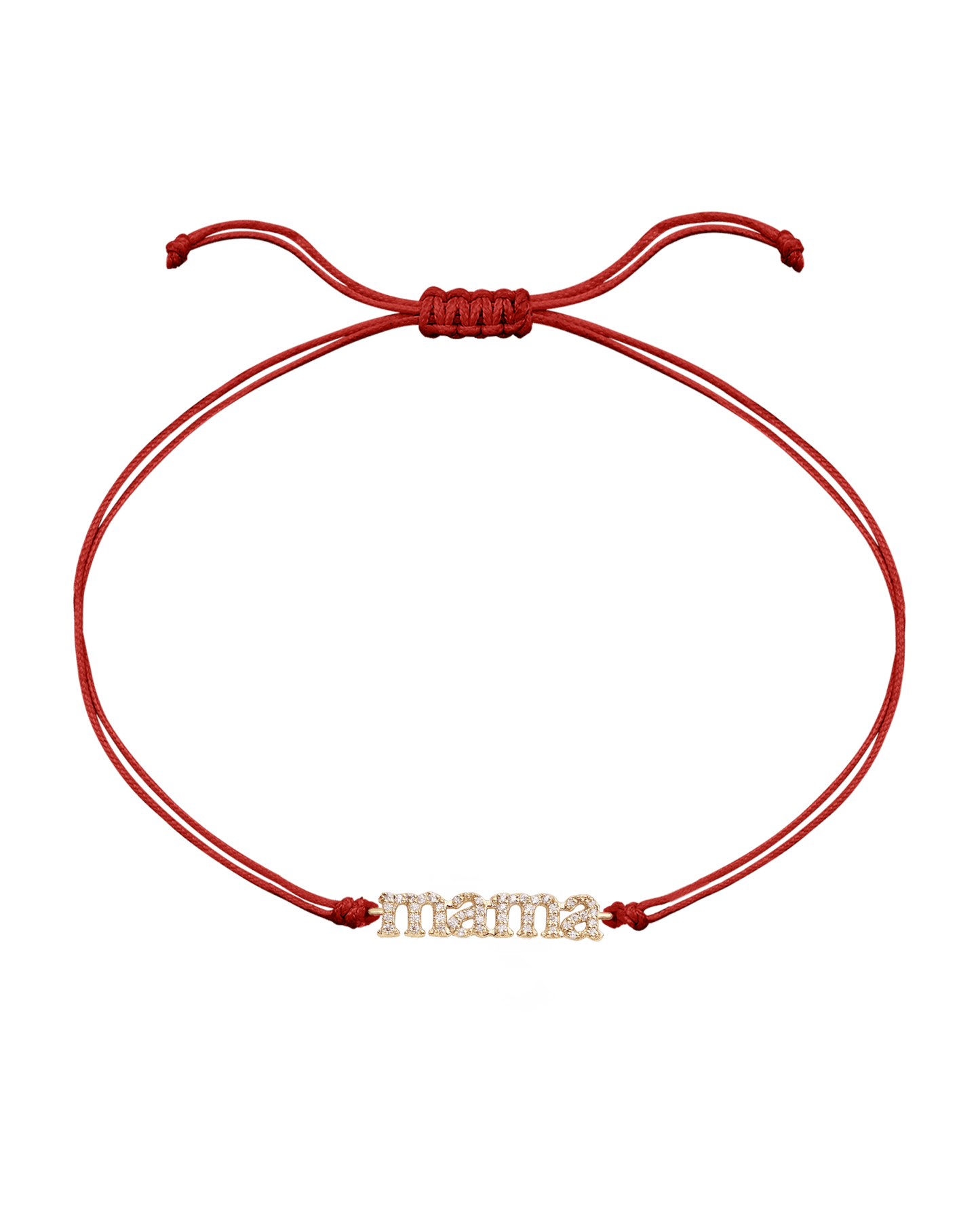 Mama String of Love - 14K Yellow Gold Bracelets magal-dev Red Paved (+$140) 