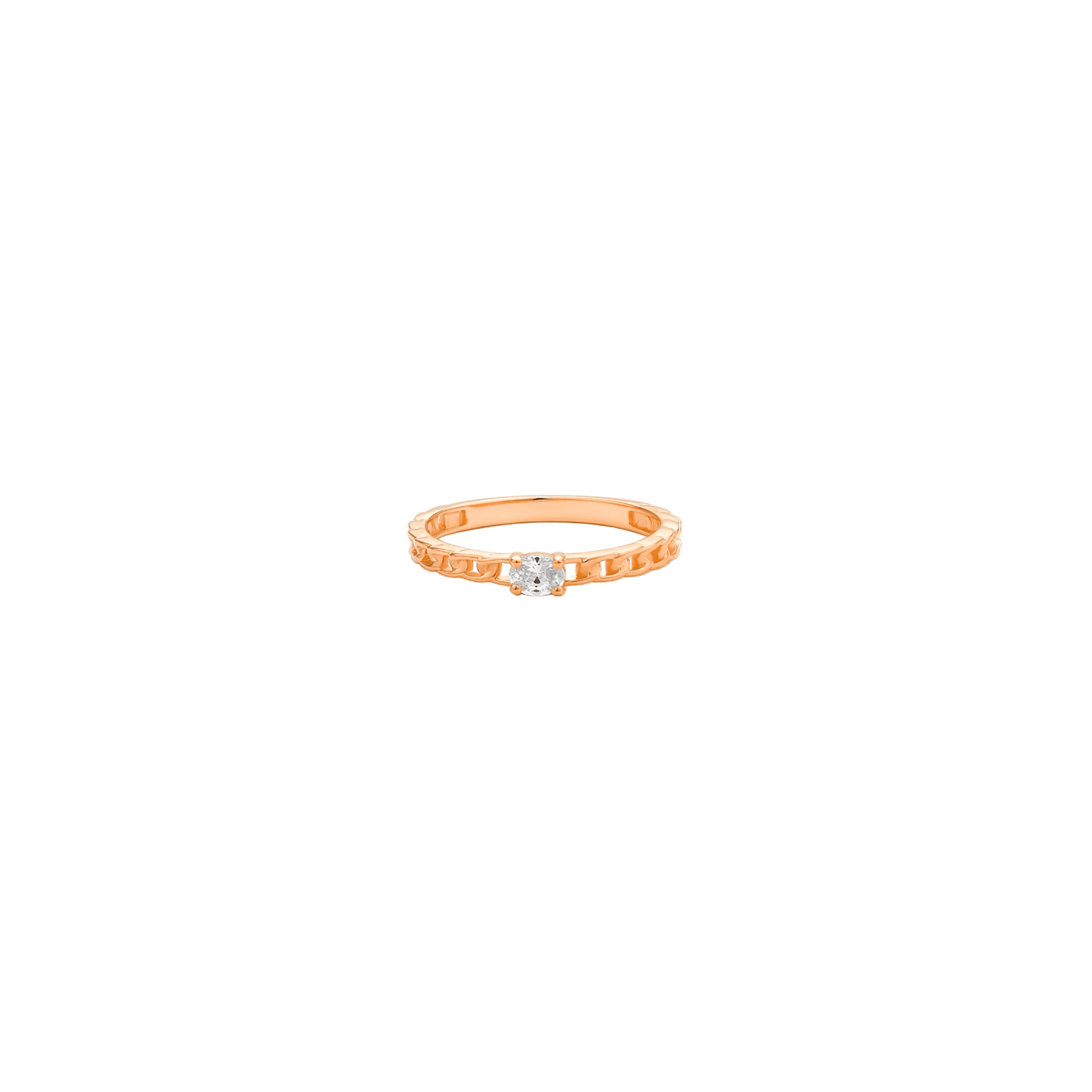 Marquise Diamond Solid Chain Ring - 14K Rose Gold Rings 14K Solid Gold US 4 