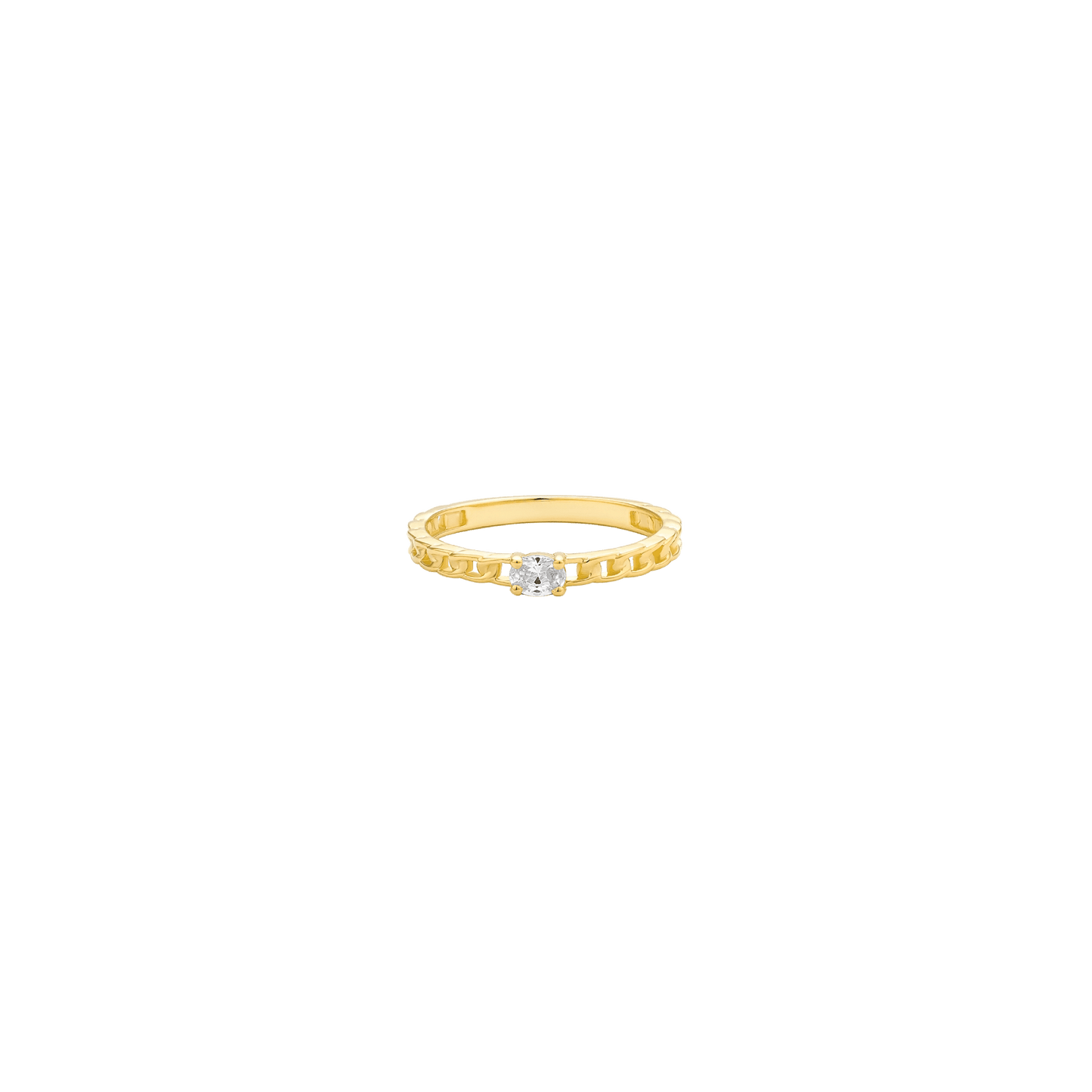 Marquise Diamond Solid Chain Ring - 14K Yellow Gold Rings 14K Solid Gold US 4 