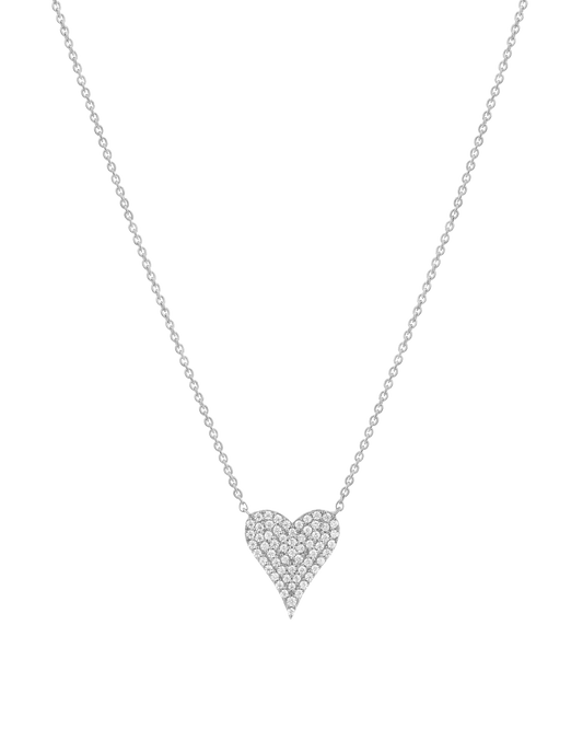 Medium Diamond Paved Heart Necklace - 14K White Gold Necklaces magal-dev 