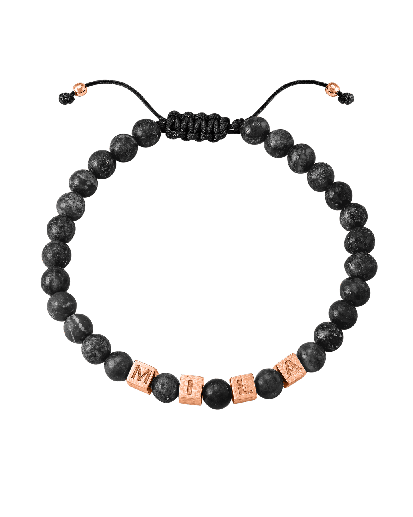 Men’s Alpha Block Bracelet - 18K Rose Vermeil Bracelets magal-dev Grey Lava Bead 1 