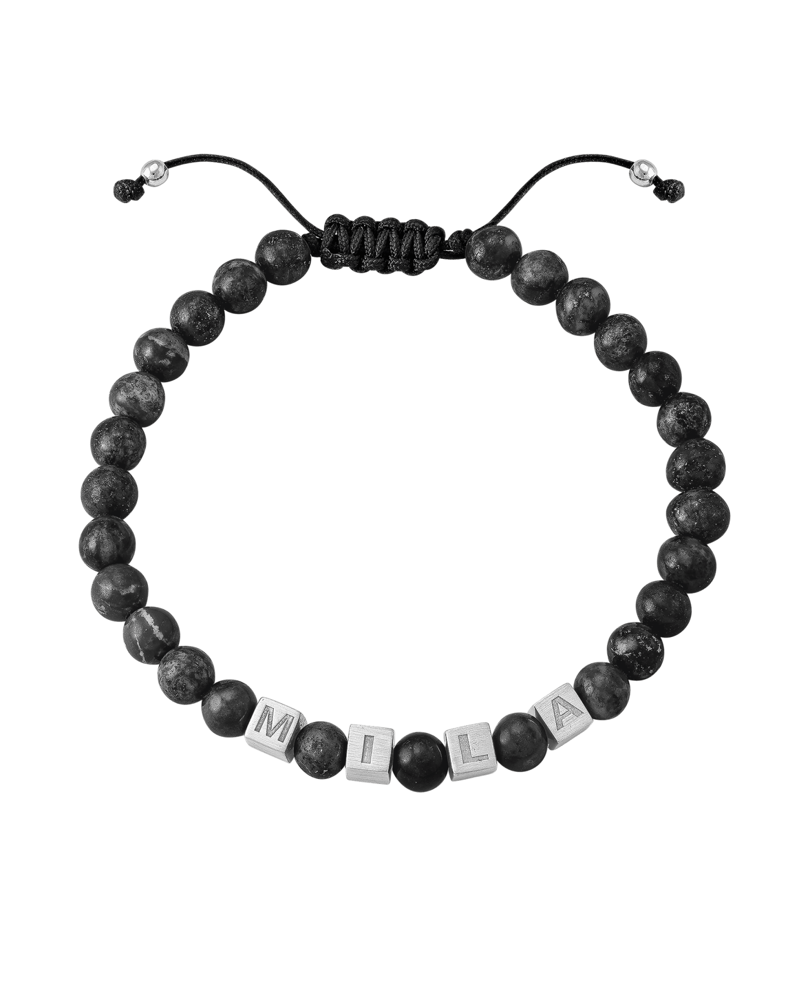Men’s Alpha Block Bracelet - 925 Sterling Silver Bracelets magal-dev Grey Lava Bead 1 