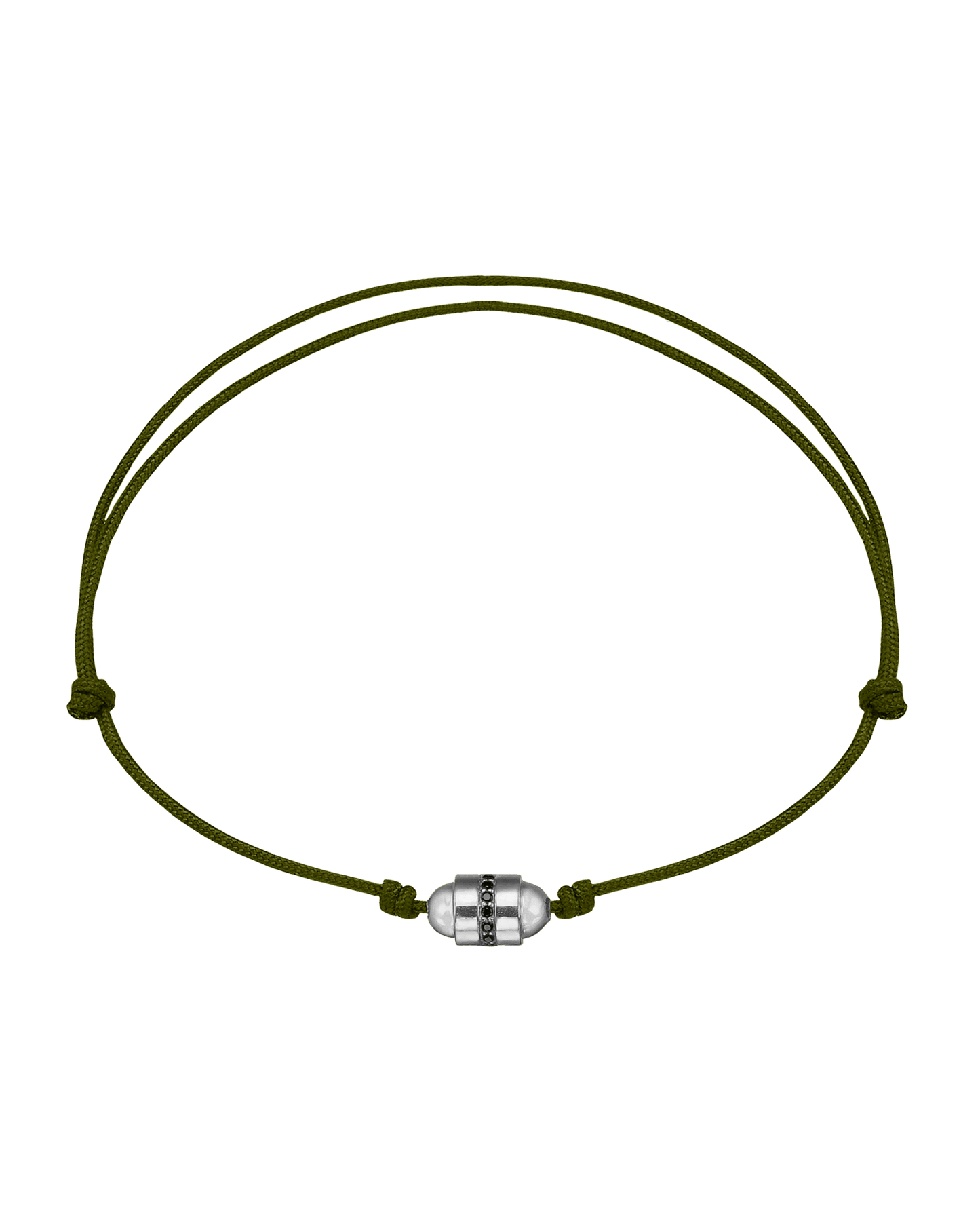 Men's Black Diamond Talisman Bracelet - 14K White Gold Bracelets magal-dev Dark Green 