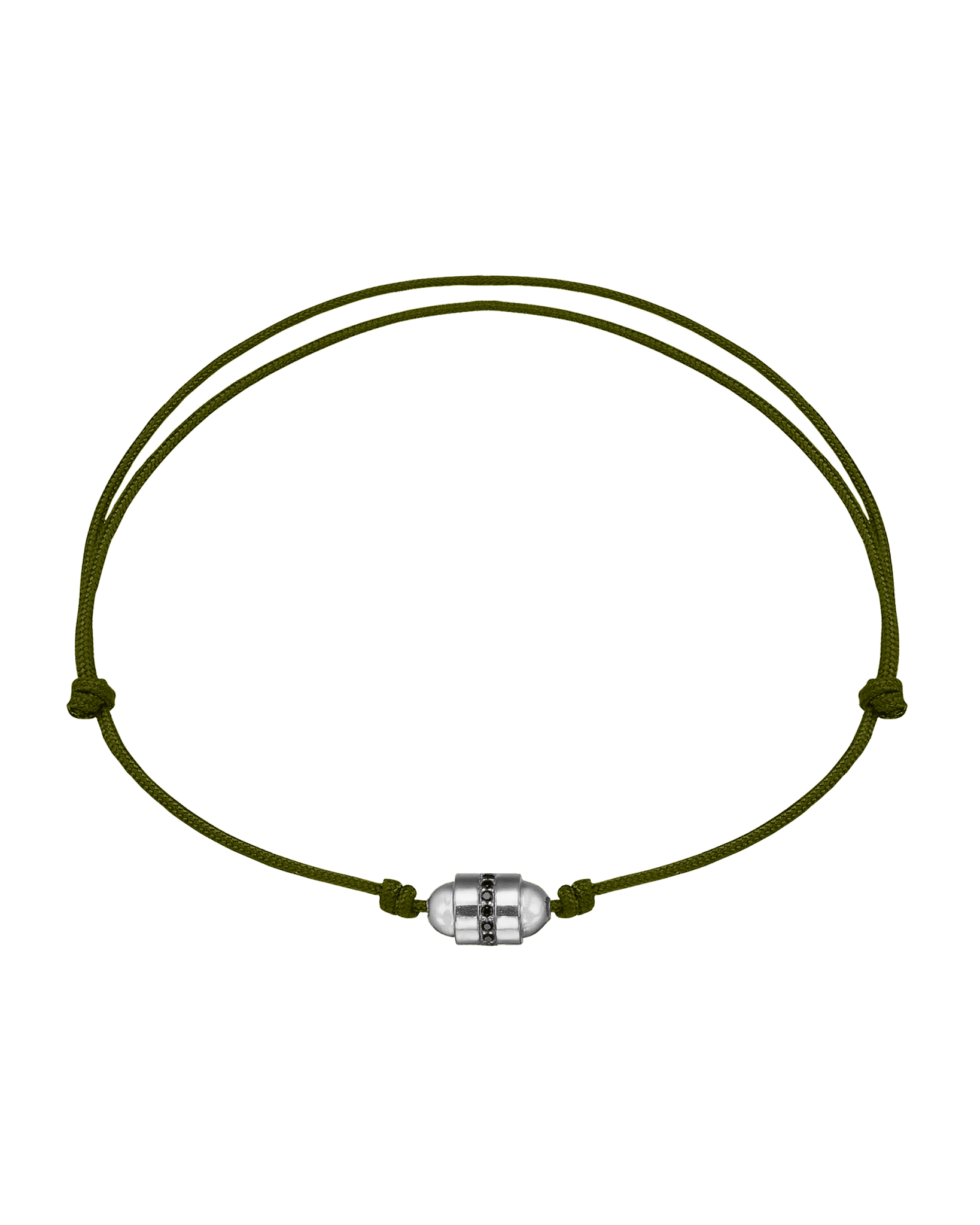 Men's Black Diamond Talisman Bracelet - 14K White Gold Bracelets magal-dev Dark Green 