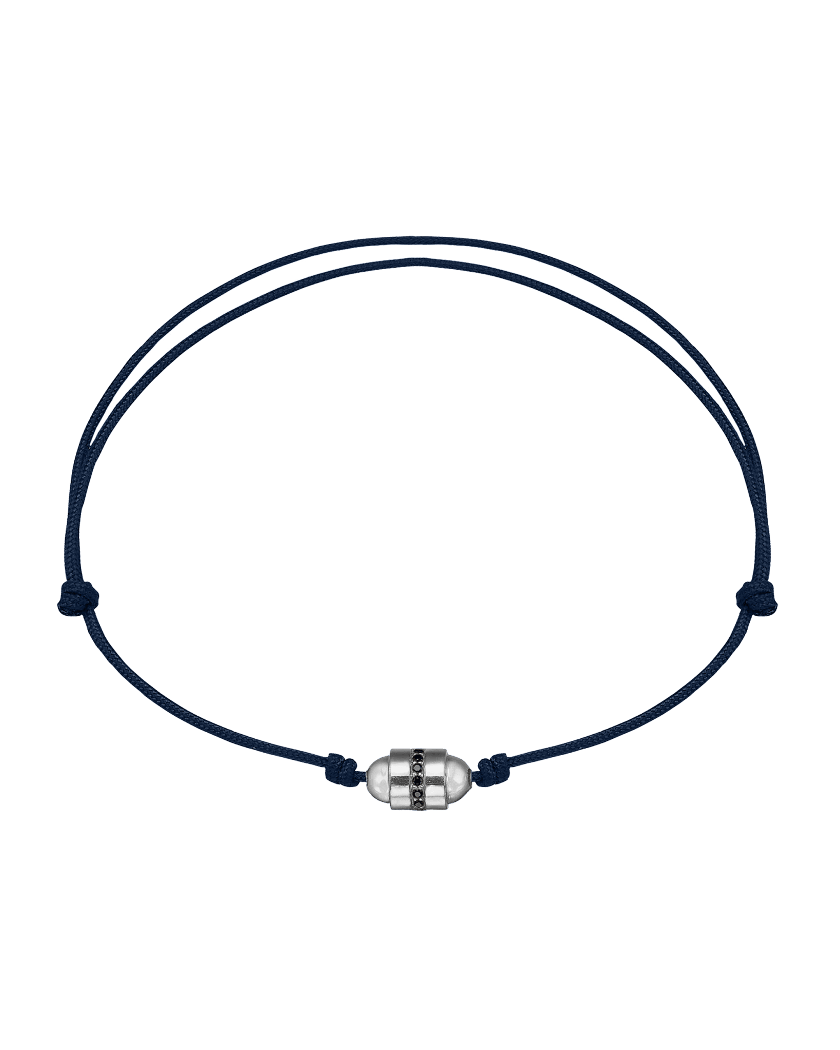 Men's Black Diamond Talisman Bracelet - 14K White Gold Bracelets magal-dev Navy Blue 