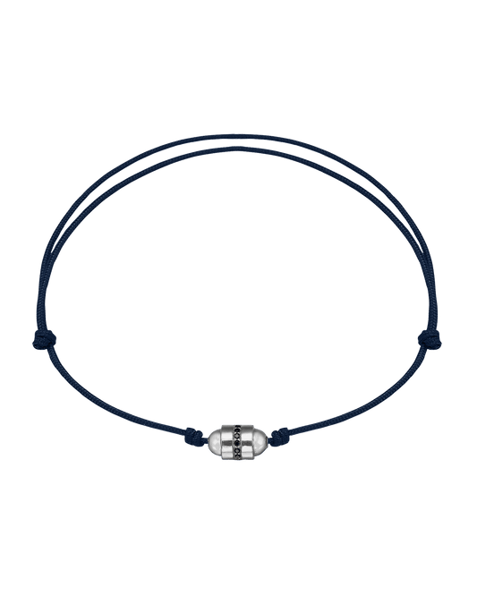 Men's Black Diamond Talisman Bracelet - 14K White Gold Bracelets magal-dev Navy Blue 