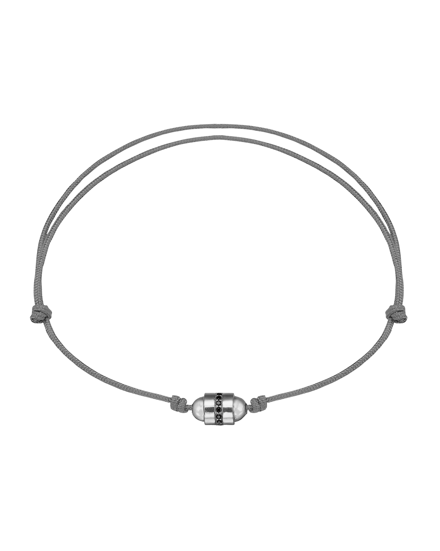 Men's Black Diamond Talisman Bracelet - 14K White Gold Bracelets magal-dev Grey 