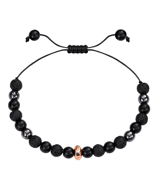 Men's Black Lava, Onyx and Hematite Beads Bracelet - 14K Rose Gold Bracelets magal-dev 