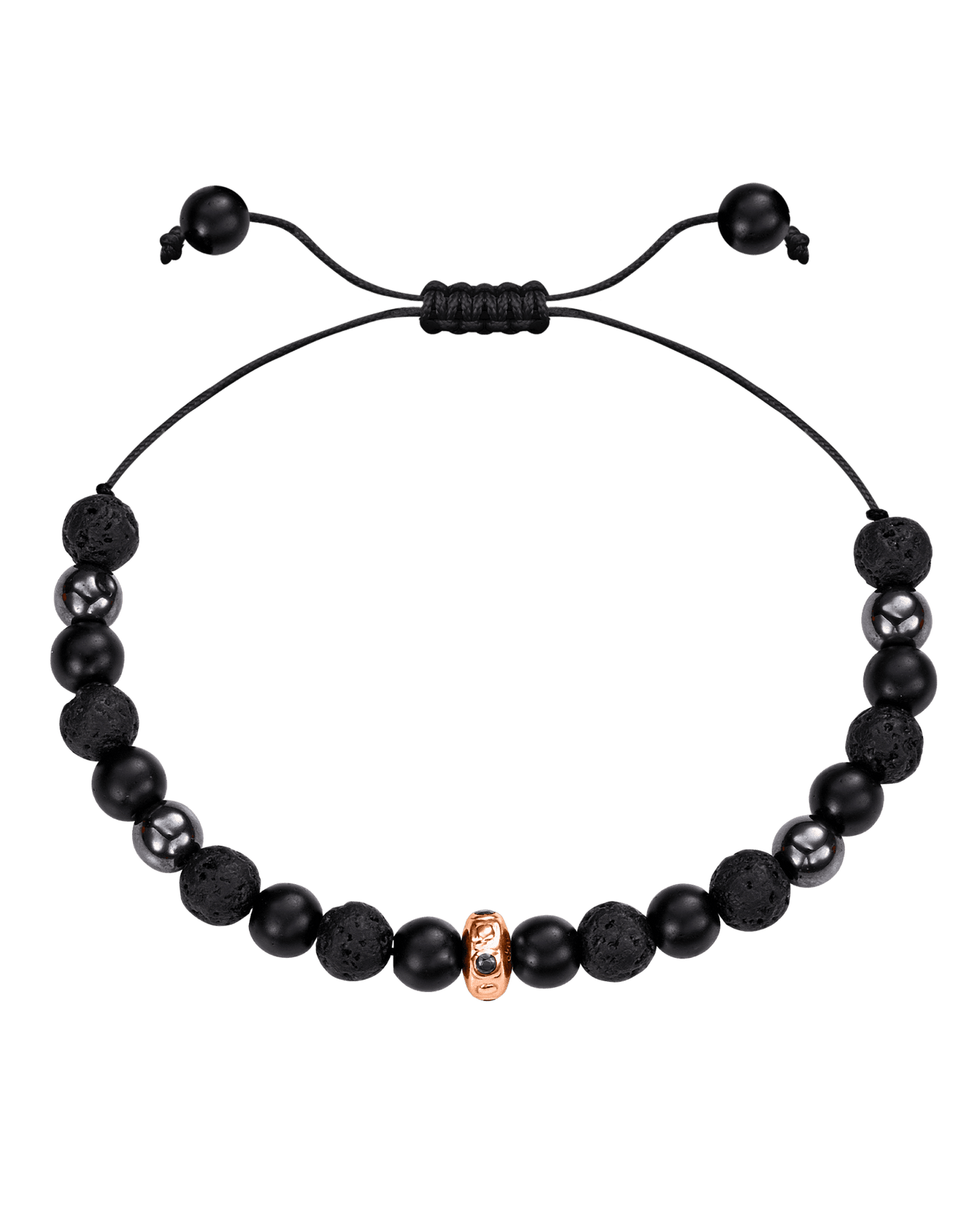 Men's Black Lava, Onyx and Hematite Beads Bracelet - 14K White Gold Bracelets magal-dev 