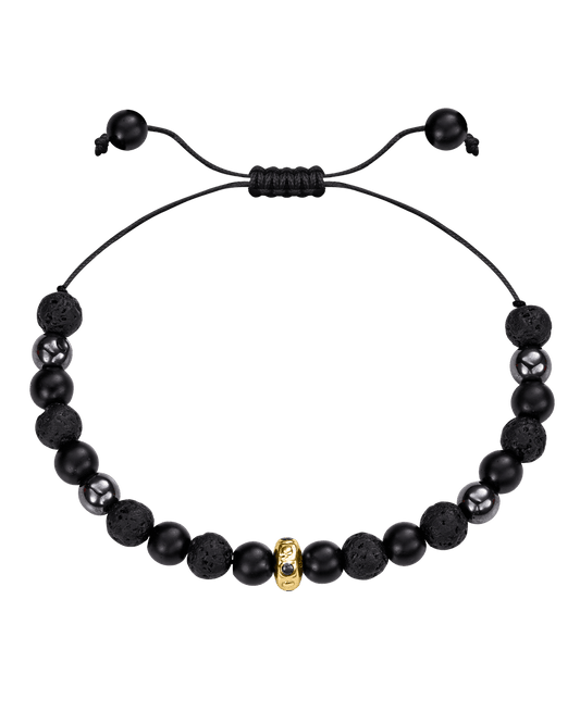 Men's Black Lava, Onyx and Hematite Beads Bracelet - 14K Yellow Gold Bracelets magal-dev 