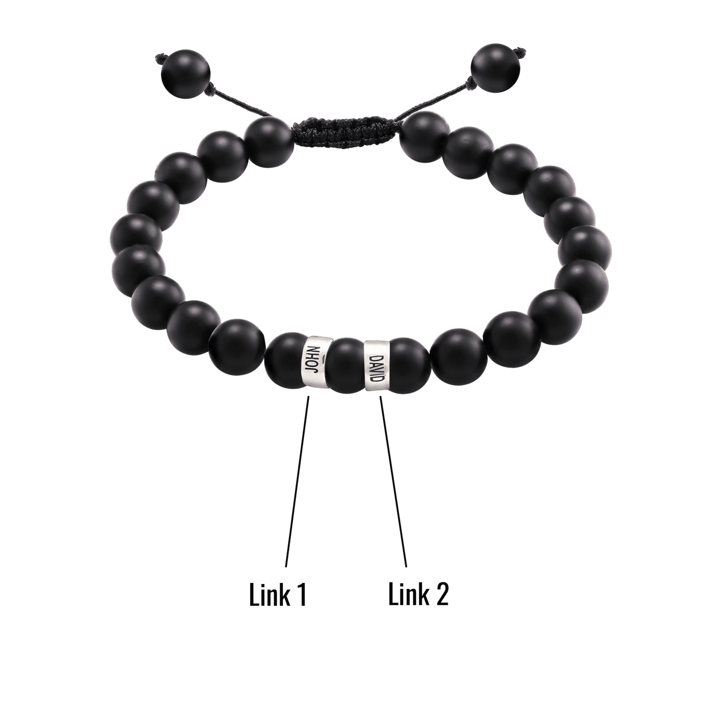 Men's Black Onyx Engravable Bead Bracelet - 14K White Gold Bracelets magal-dev 