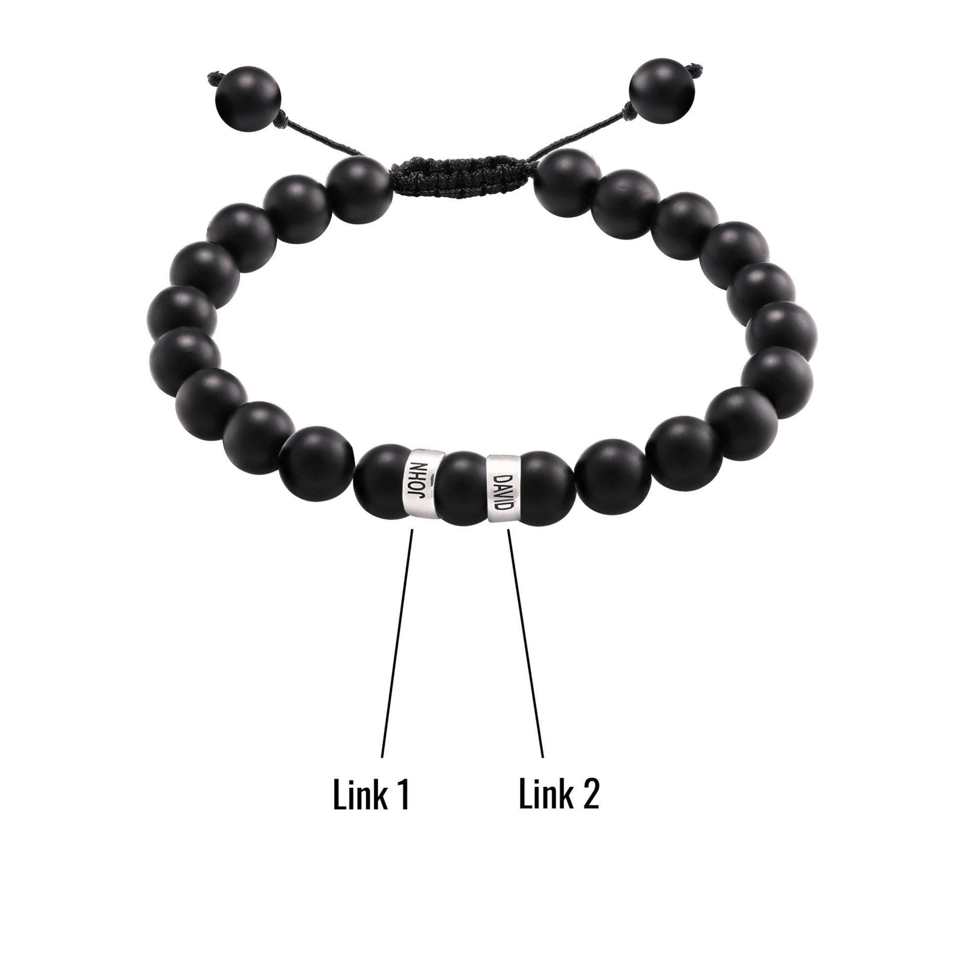 Men's Black Onyx Engravable Bead Bracelet - 14K White Gold Bracelets magal-dev 