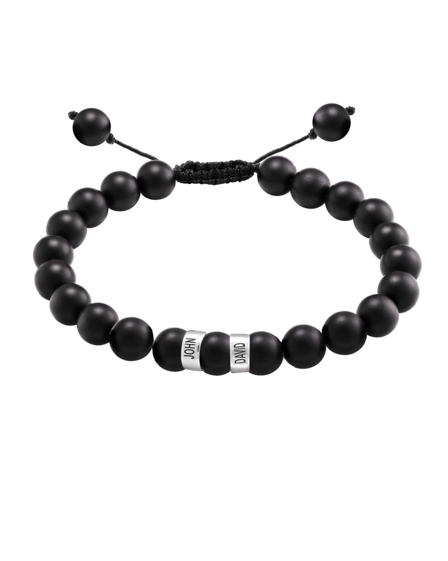 Men's Black Onyx Engravable Bead Bracelet - 14K White Gold Bracelets magal-dev 2 Links 