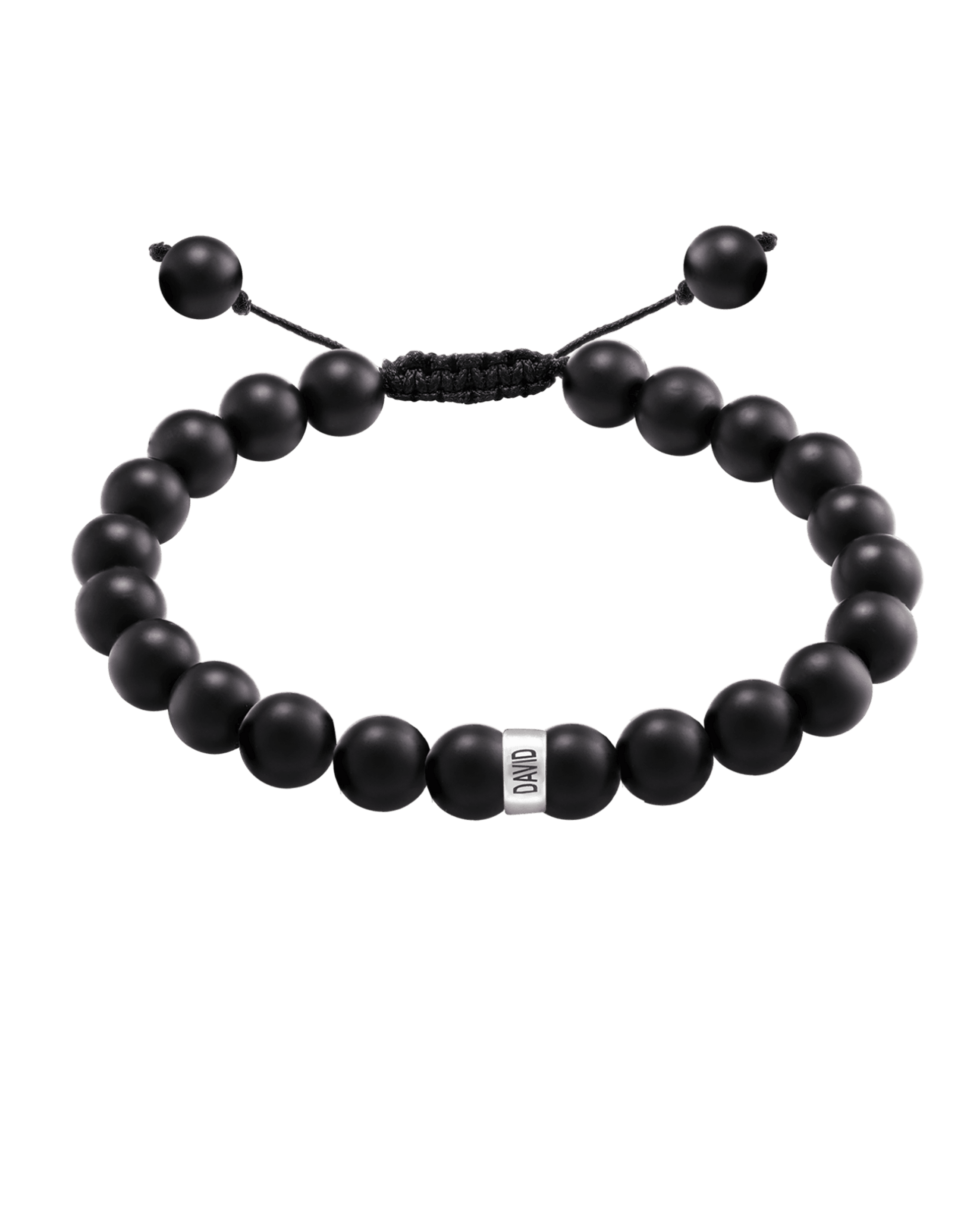 Men's Black Onyx Engravable Bead Bracelet - 14K White Gold Bracelets magal-dev 1 Link 