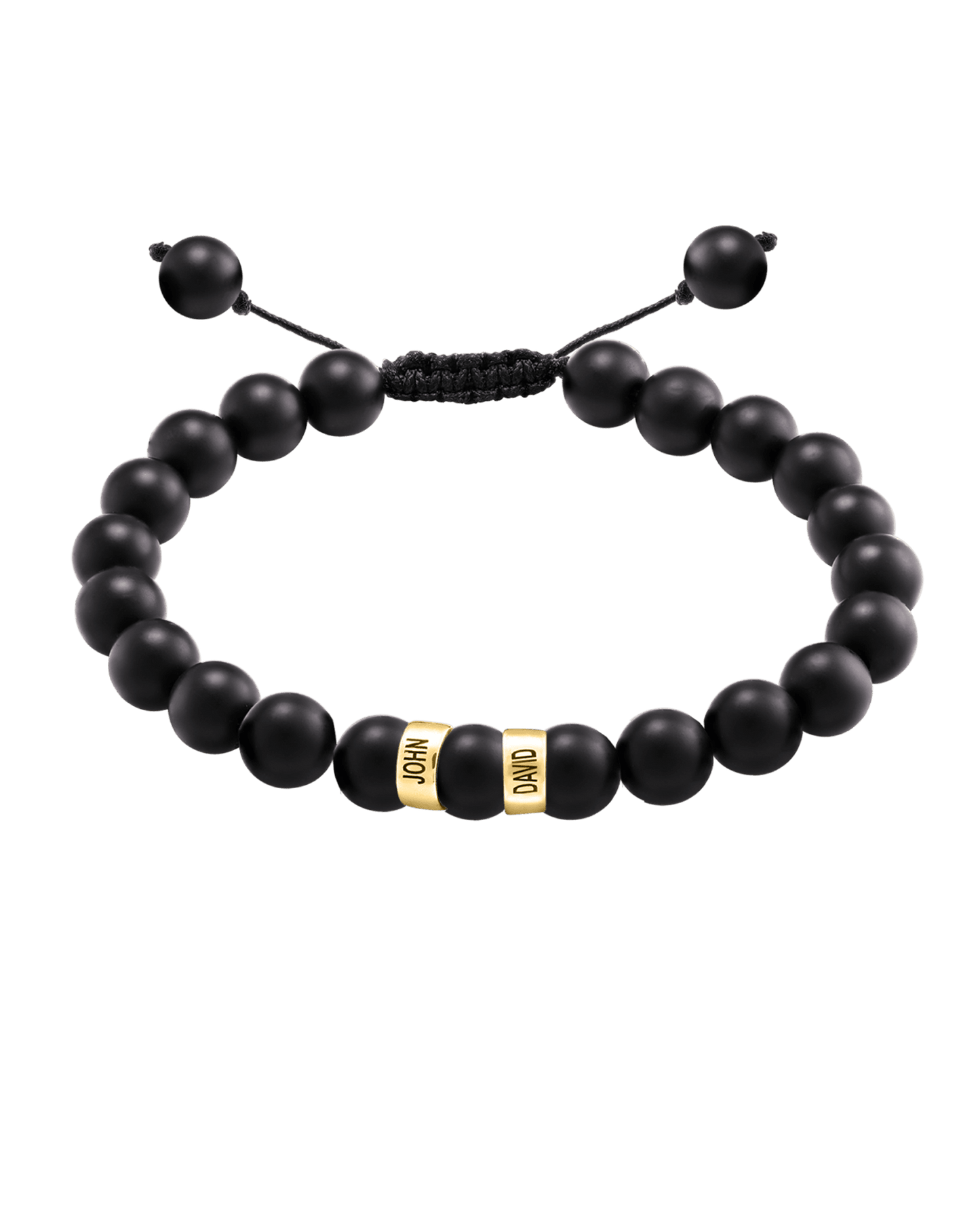 Men's Black Onyx Engravable Bead Bracelet - 14K Yellow Gold Bracelets magal-dev 2 Links 