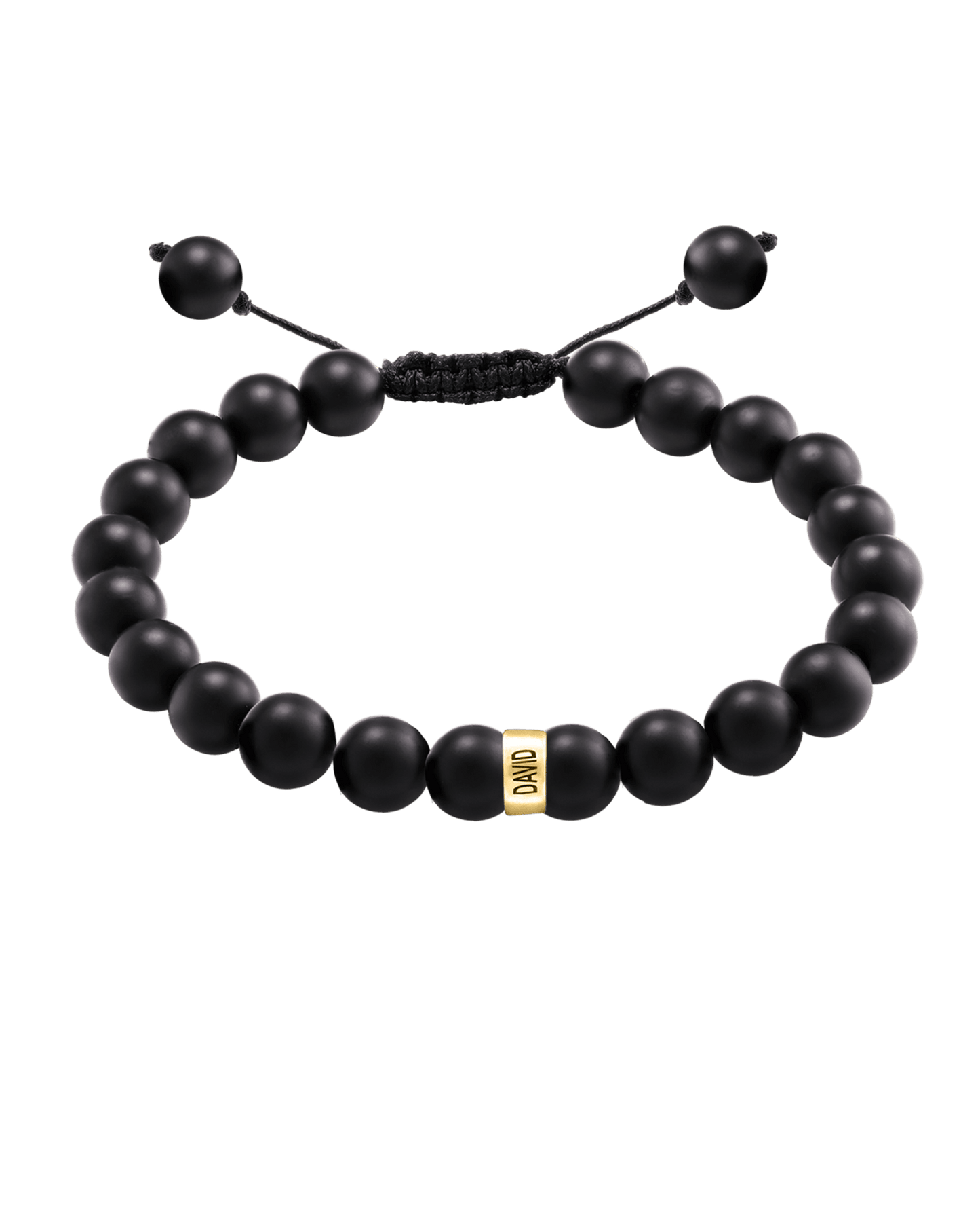 Men's Black Onyx Engravable Bead Bracelet - 14K Yellow Gold Bracelets magal-dev 1 Link 