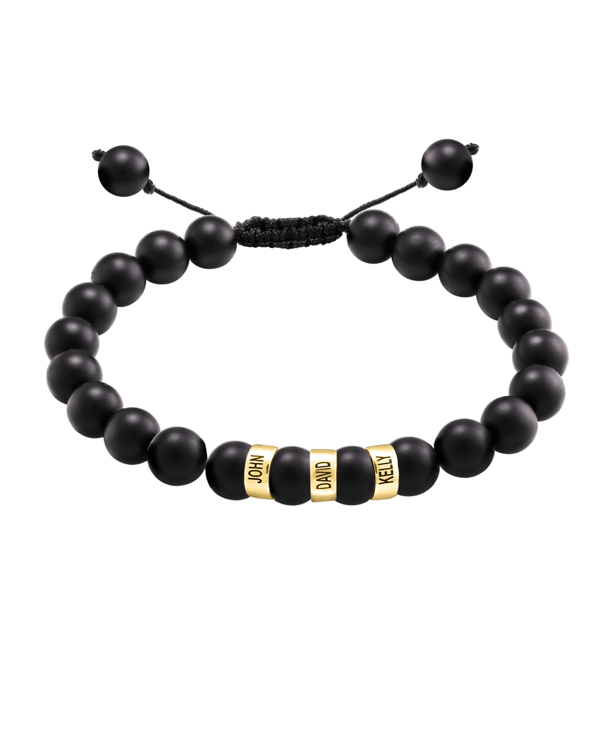 Men's Black Onyx Engravable Bead Bracelet - 14K Yellow Gold Bracelets magal-dev 3 Links 