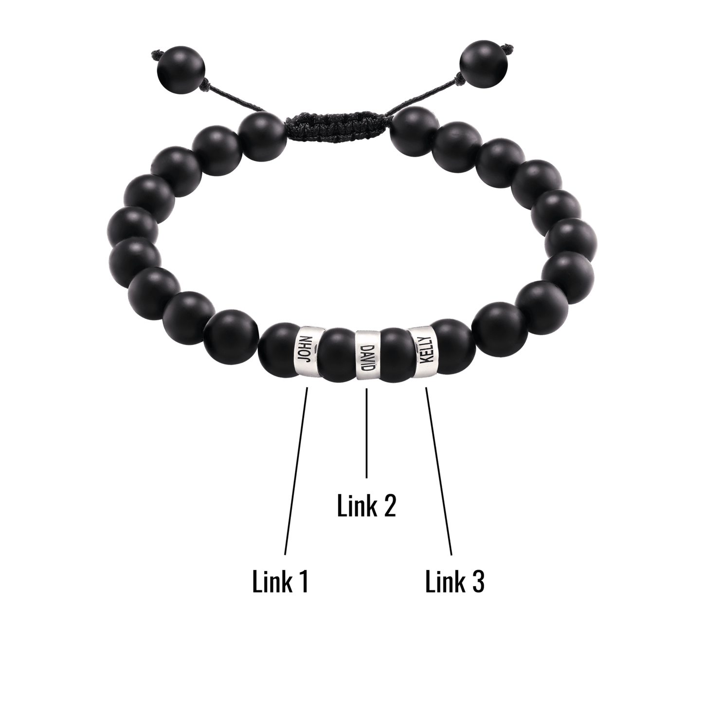 Men's Black Onyx Engravable Bead Bracelet - 925 Sterling Silver Bracelets magal-dev 