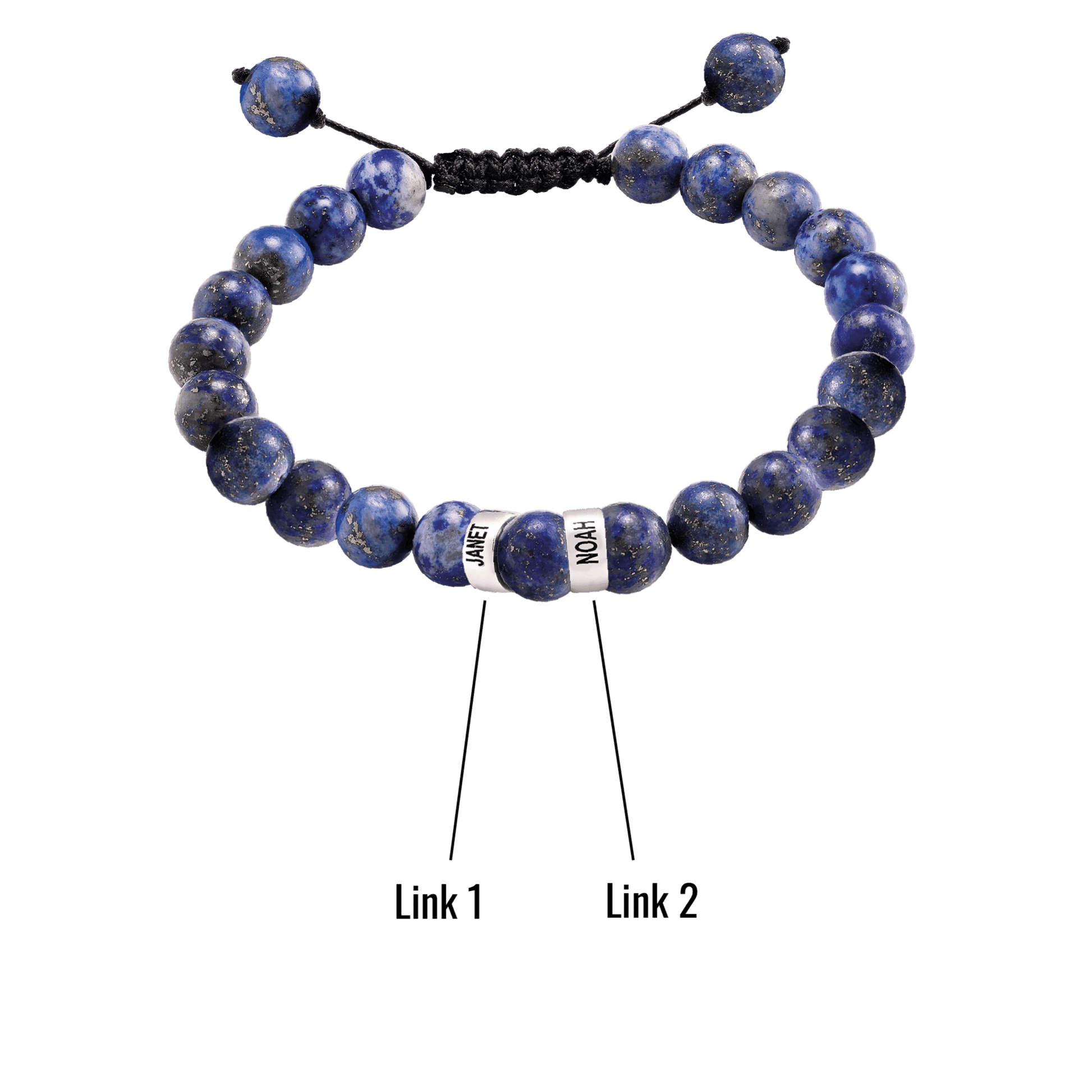 Men's Blue Lapis Engravable Bead Bracelet - 14K White Gold Bracelets magal-dev 