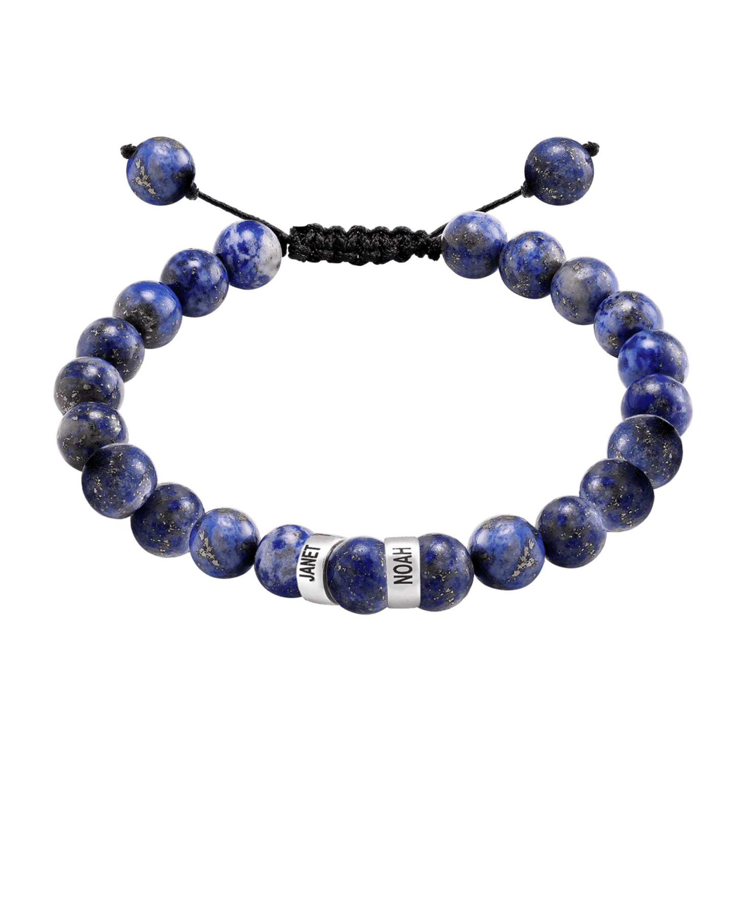 Men's Blue Lapis Engravable Bead Bracelet - 925 Sterling Silver Bracelets magal-dev 2 Links 