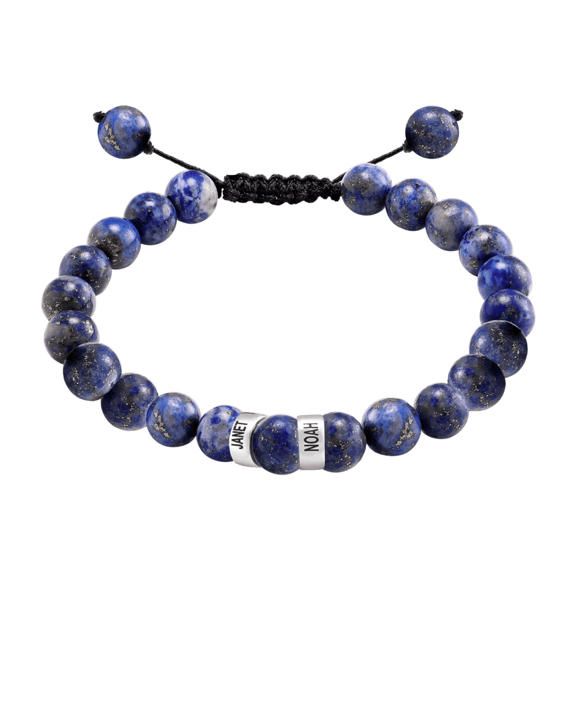 Men's Blue Lapis Engravable Bead Bracelet - 925 Sterling Silver Bracelets magal-dev 2 Links 