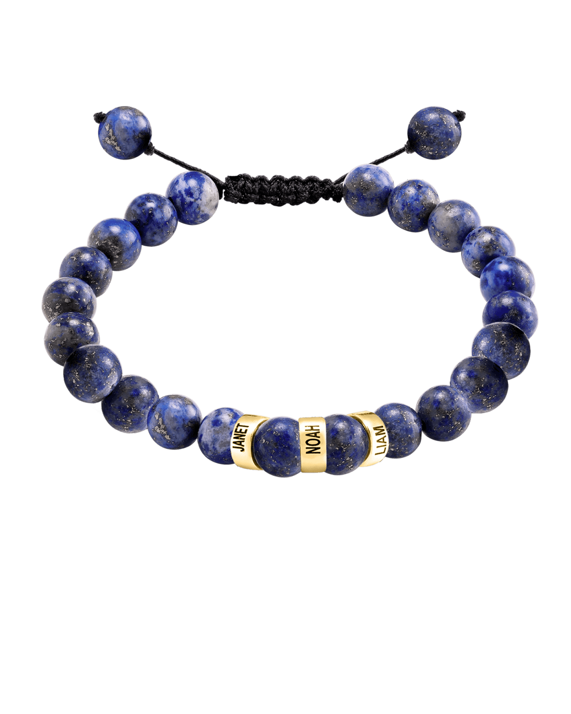 Men's Blue Lapis Engravable Bead Bracelet - 14K Yellow Gold Bracelets magal-dev 3 Links 