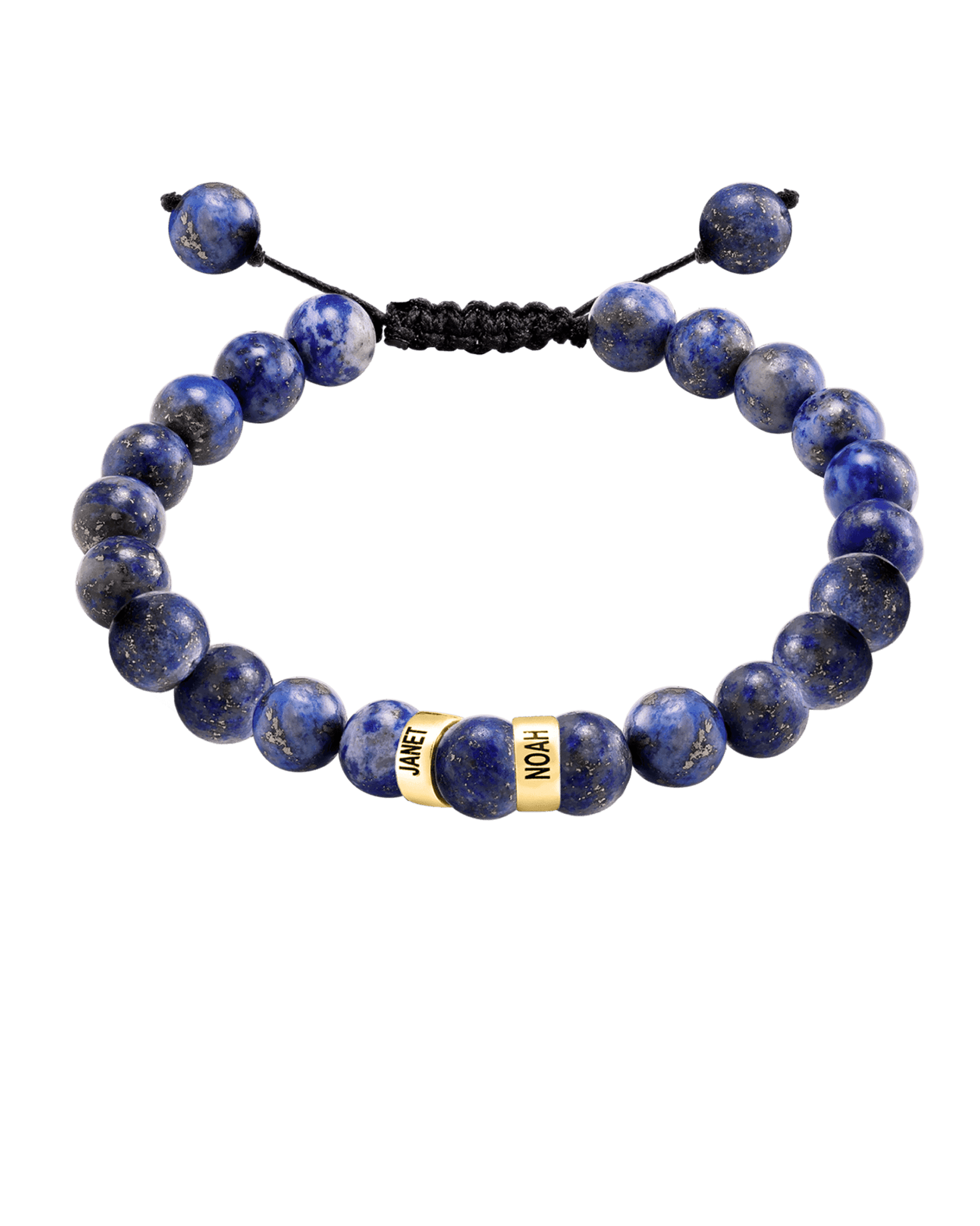 Men's Blue Lapis Engravable Bead Bracelet - 14K Yellow Gold Bracelets magal-dev 2 Links 