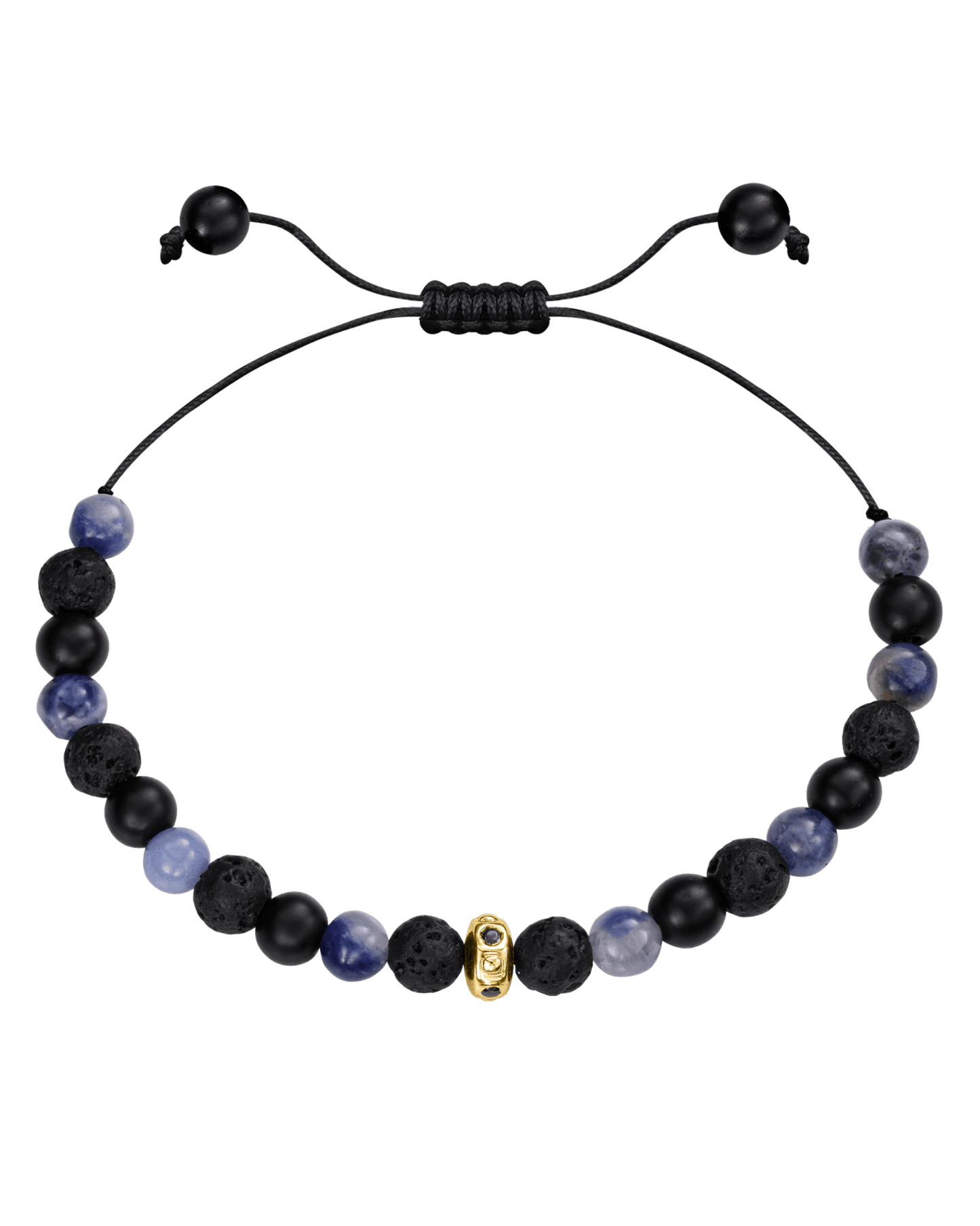 Men's Blue Sodalite & Matte Onyx Bead Bracelet - 14K White Gold Bracelets magal-dev 