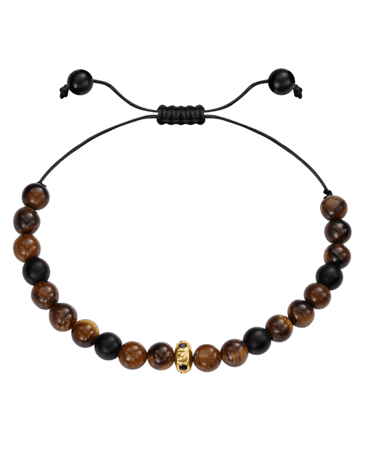 Men's Brown Tiger Eye & Matte Onyx Bead Bracelet - 14K Yellow Gold Bracelets magal-dev 