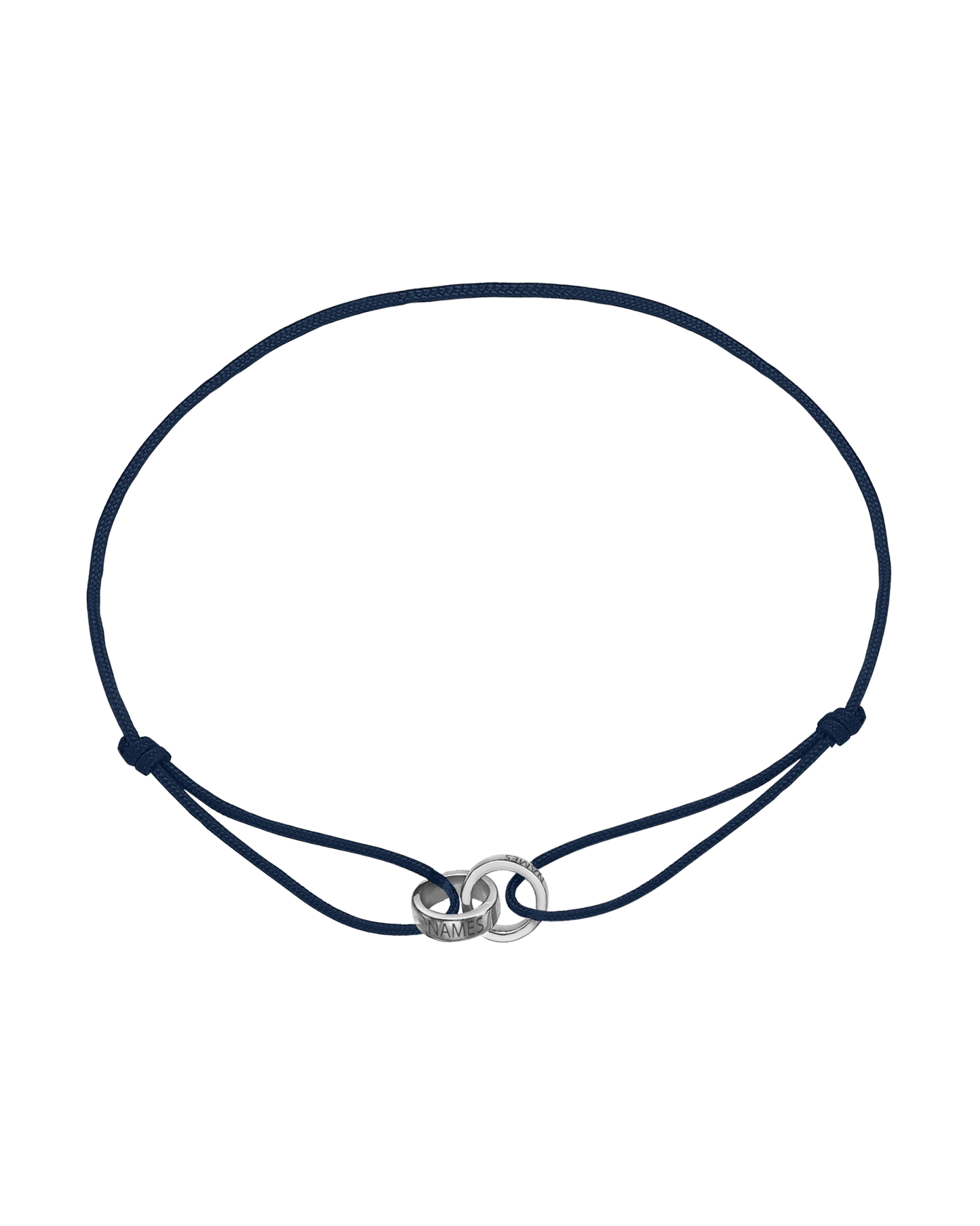 Men's Forever Engravable Link(s) Bracelet - 14K White Gold Bracelets magal-dev Navy Blue 2 Links 