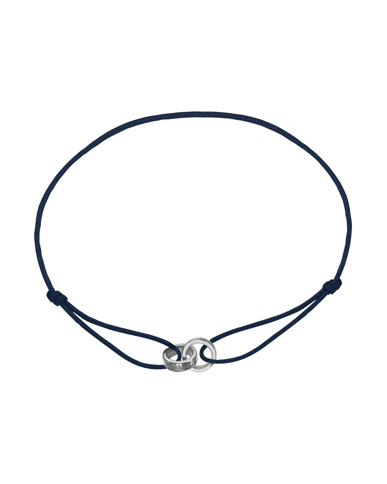 Men's Forever Engravable Link(s) Bracelet - 14K White Gold Bracelets magal-dev Navy Blue 2 Links 