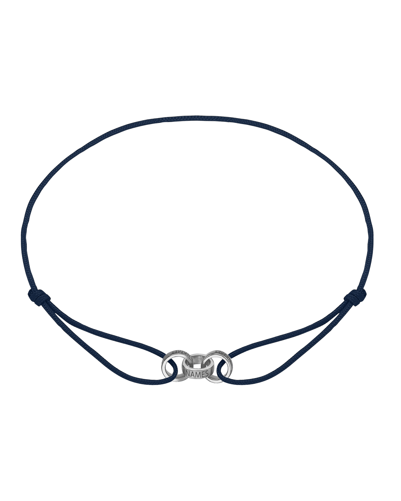 Men's Forever Engravable Link(s) Bracelet - 14K White Gold Bracelets magal-dev Navy Blue 3 Links 