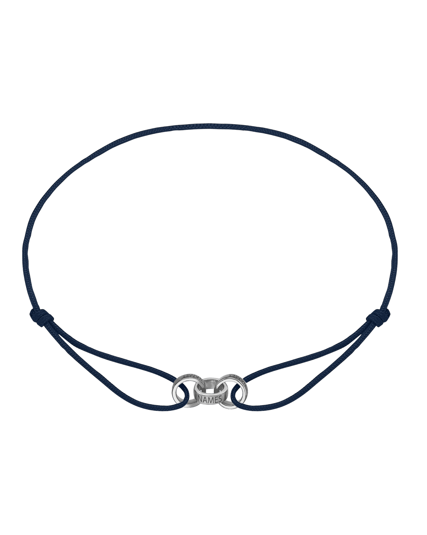 Men's Forever Engravable Link(s) Bracelet - 14K White Gold Bracelets magal-dev Navy Blue 3 Links 