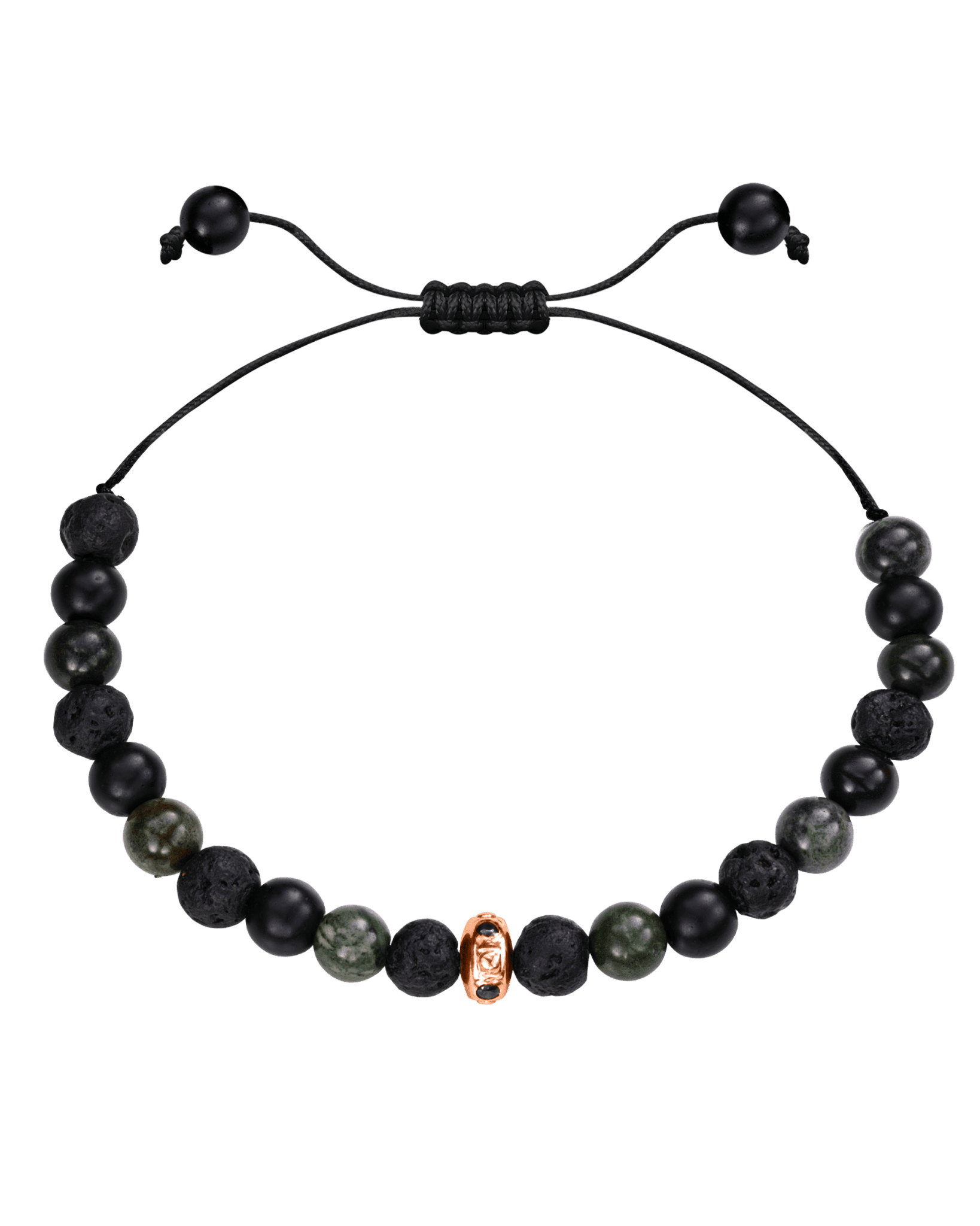 Men's Green Malachite & Matte Onyx Bead Bracelet - 14K Rose Gold Bracelets magal-dev 