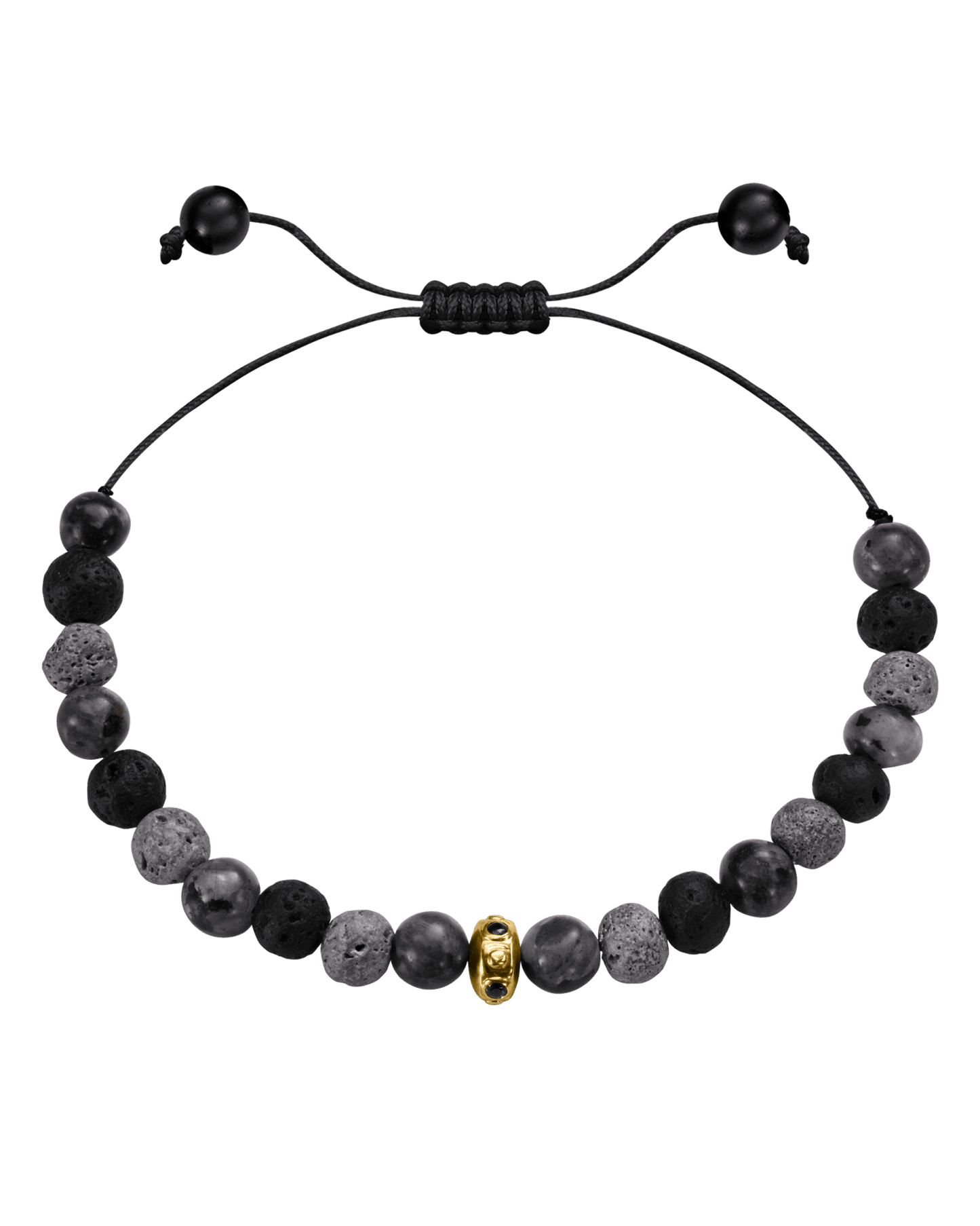 Men's Grey Lava Bead Bracelet - 14K White Gold Bracelets magal-dev 