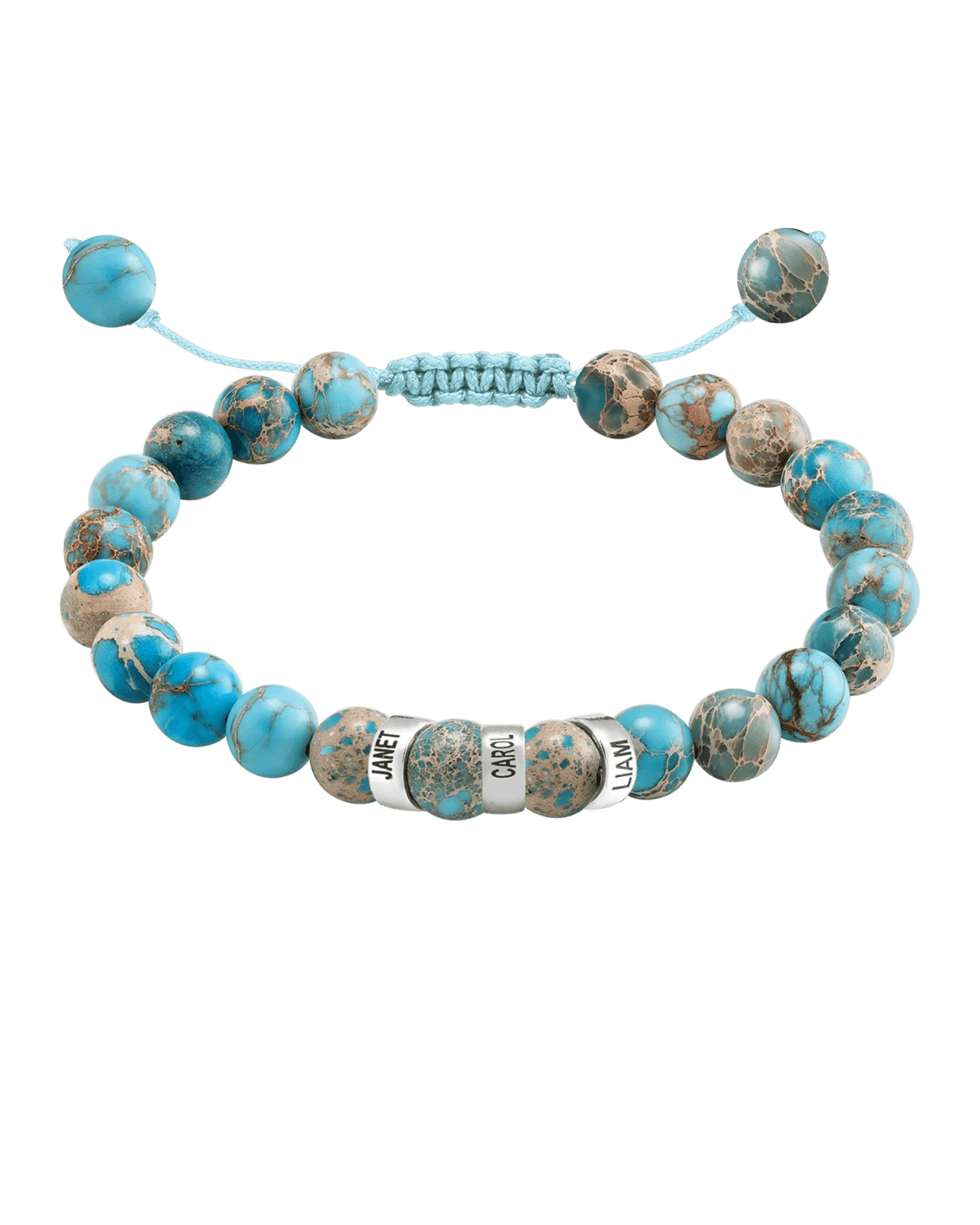 Men's Turquoise Imperial Jasper Engravable Bead Bracelet - 14K White Gold Bracelets magal-dev 3 Links 